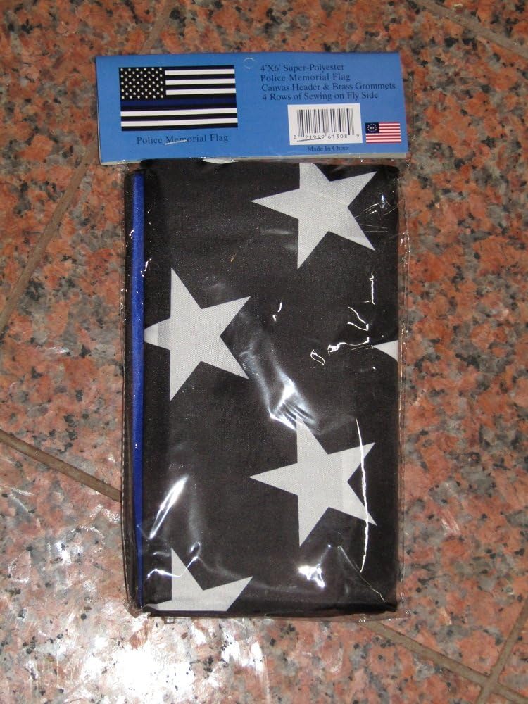 4x6 Police Blue Line Memorial USA American 150D Polyester Flag 4'x6' ft banner