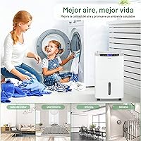 Vista 6 de Waykar - Deshumidificador para espacios de 2000 pies cuadrados, para el hogar y sótanos, con drenaje automático y manual, con un tanque de agua