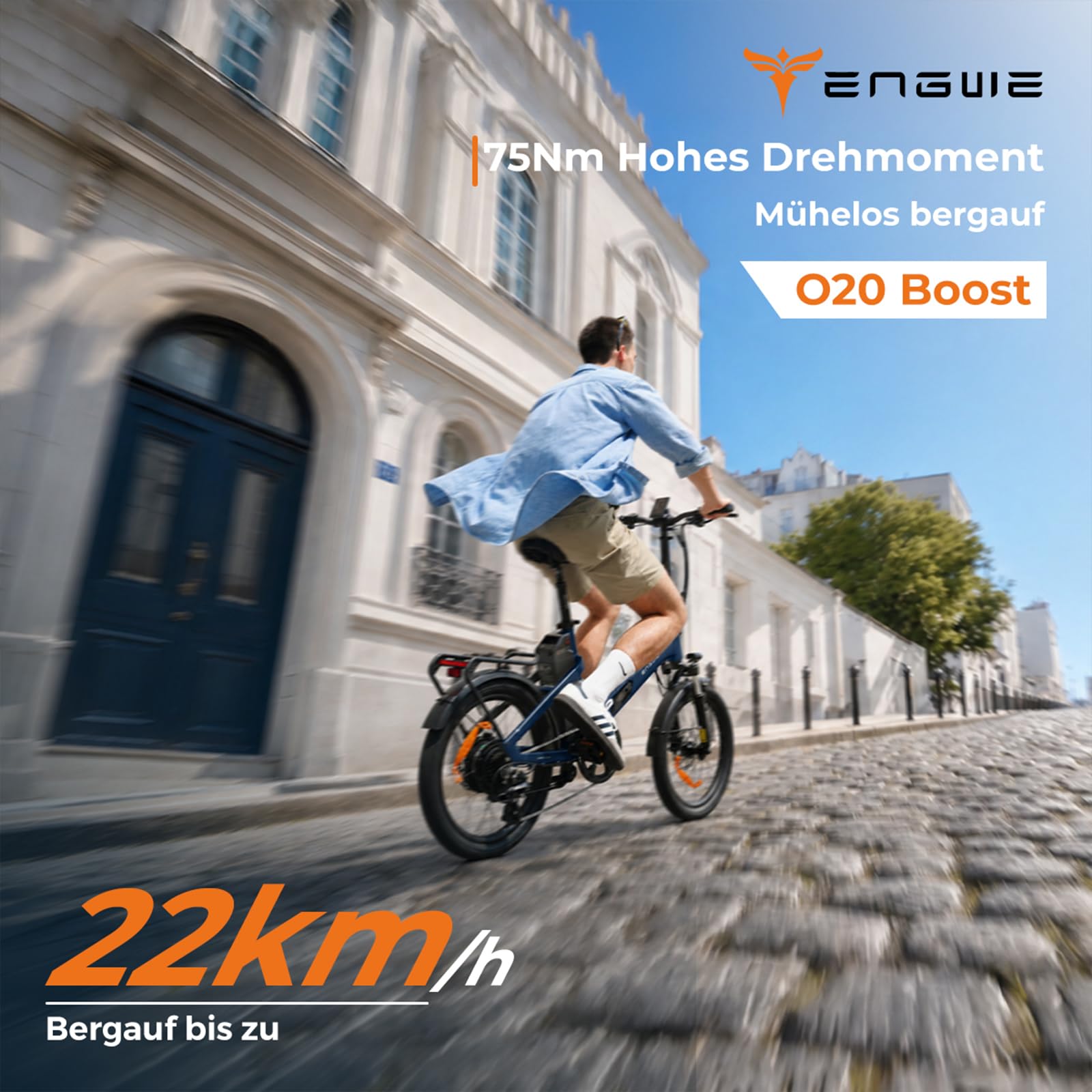 ENGWE O20 Boost Klapprad E-Bike, 48V 15Ah Akku | 3.5 Stunden Schnellladung und 140KM Reichweite, BMS-Batterieschutz, Drehmomentsensor und 75 Nm Drehmoment