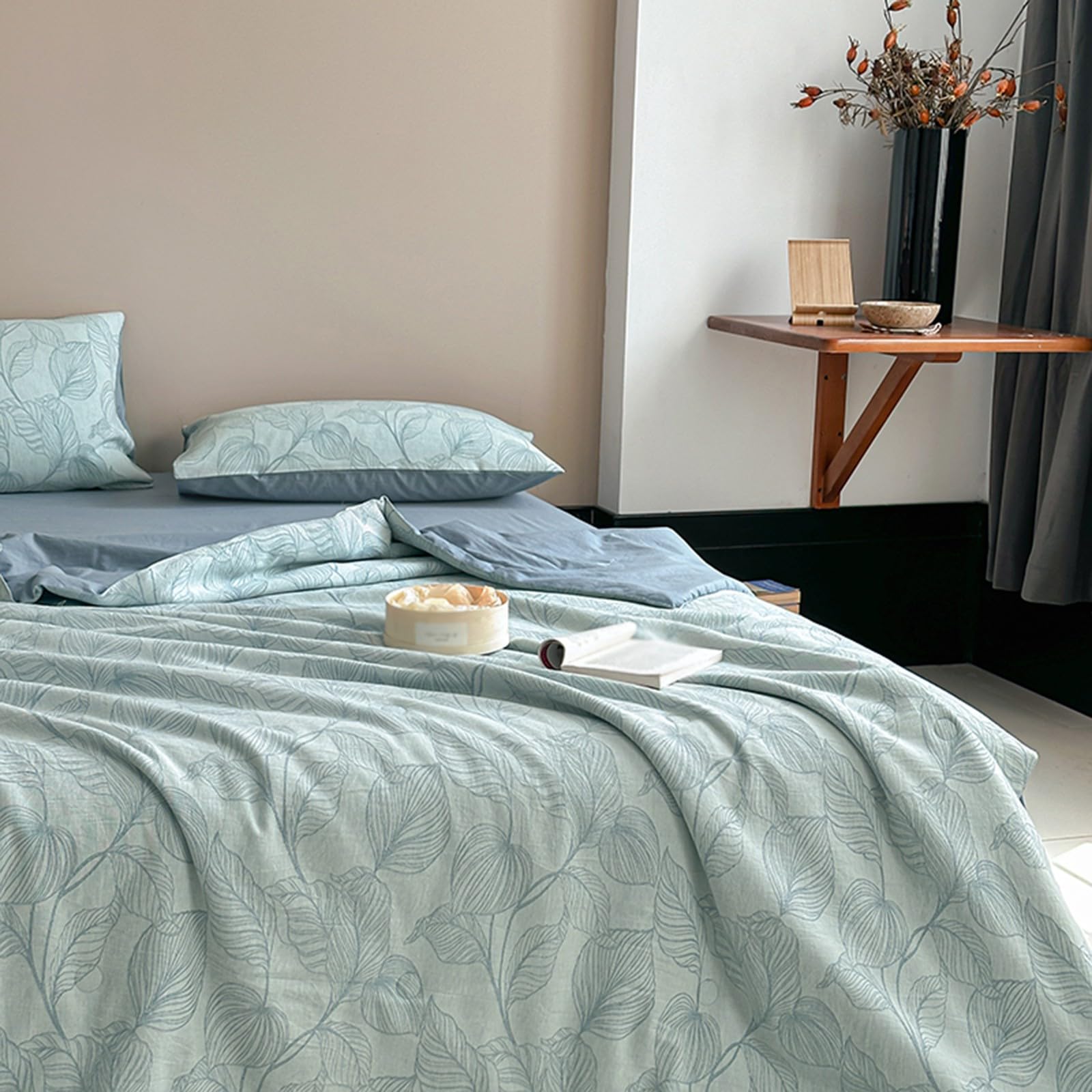 Set Copripiumino con Lenzuola, copripiumini e Coperte rinfrescanti per Chi Dorme al Caldo - Trapunta Leggera in Puro Cotone Lavabile in Lavatrice e climatizzata