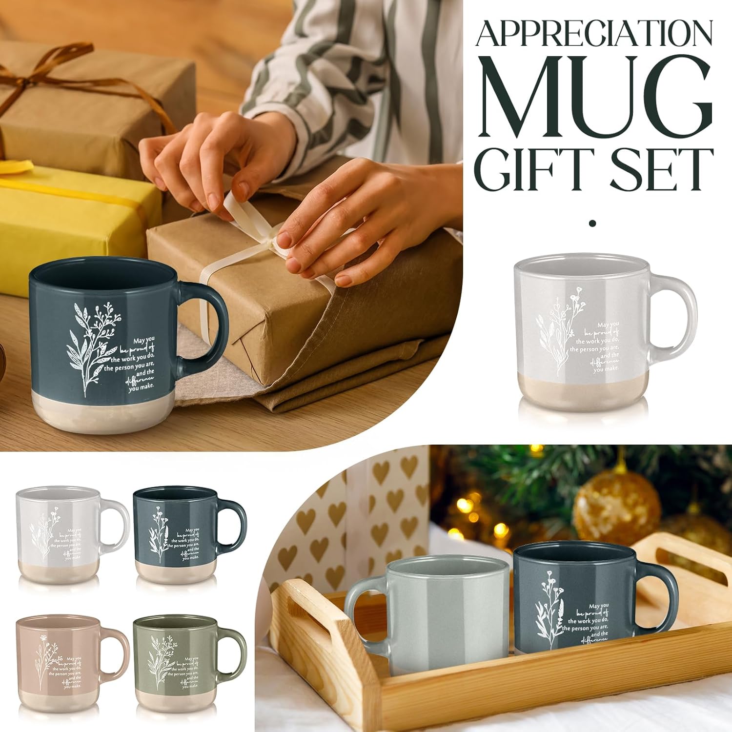 4 Pcs Employee Appreciation Gift Bulk Ceramic Coffee Mug Thank You Mugs 12.85 oz for Social Worker Volunteer Coworker Staff Teacher Nurse Assistant Boss Office Gift for Group Team Work Supplies - Image 6