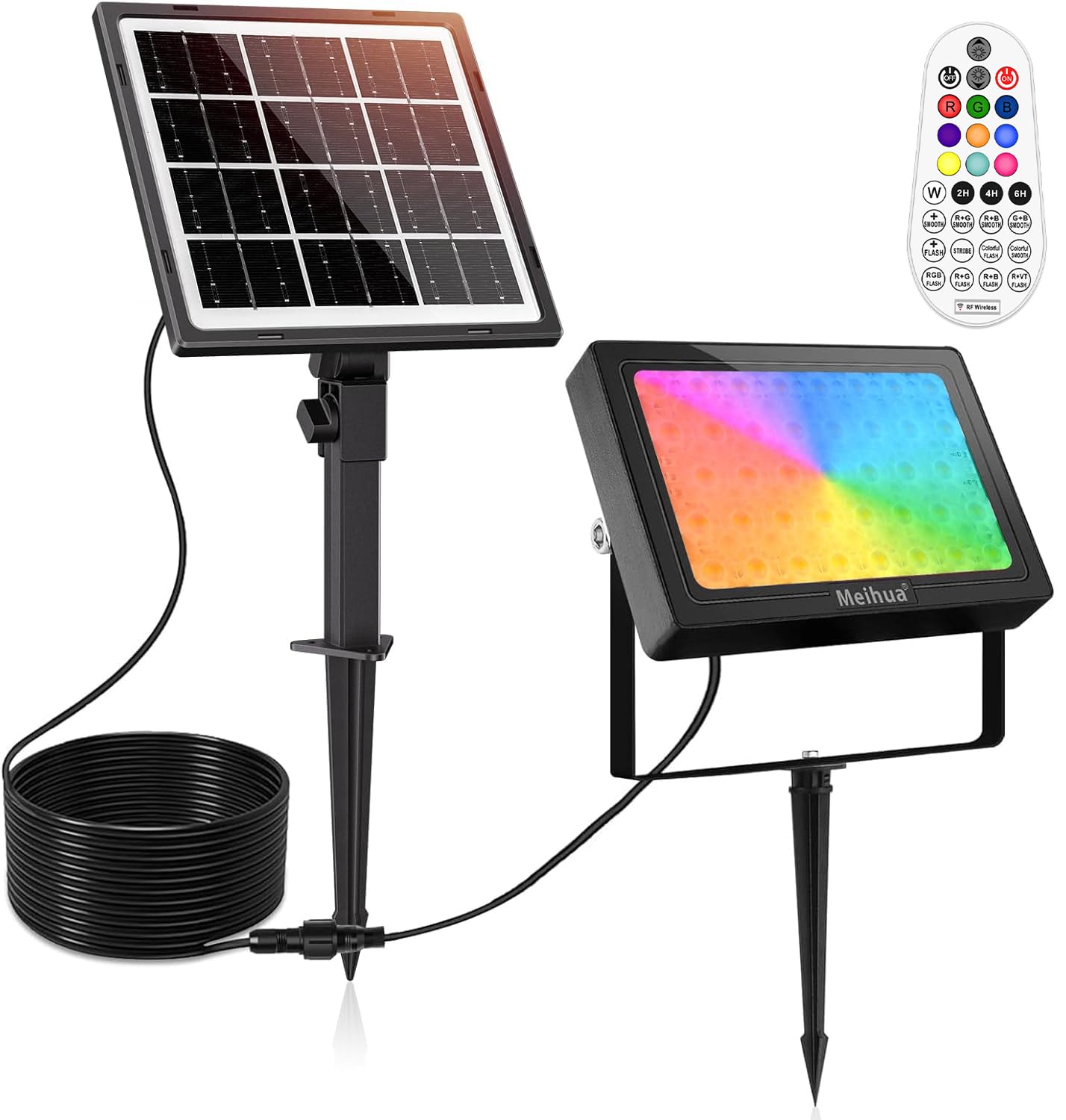 MEIHUA Faretti Solari Esterno RGB 30W Faretto Solare LED IP66 Impermeabile