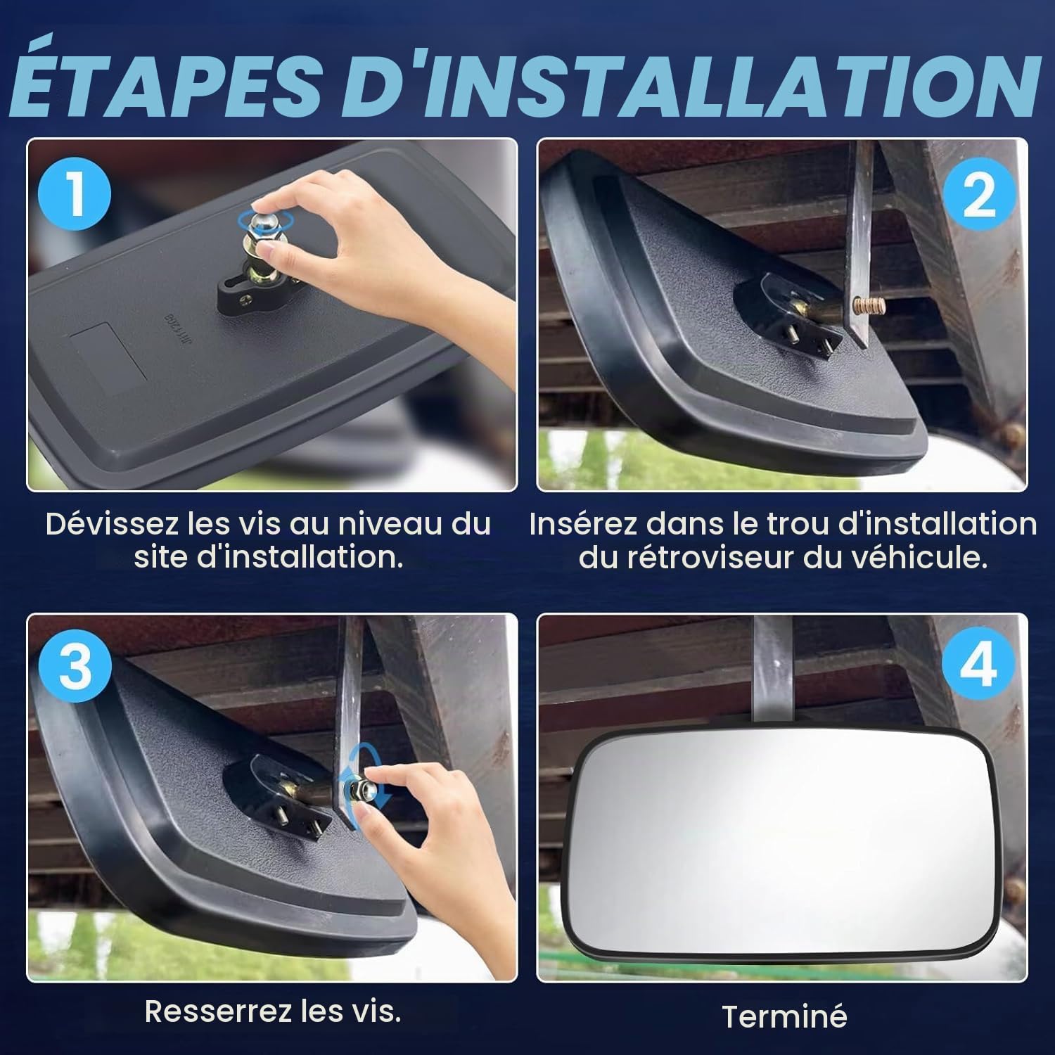 Biqing 1PCS Miroir De Chariot élévateur,360 ° Réglable Rétroviseur de Chariot élévateur Rétroviseur Latéral Camion (4 5/8"x8") pour Camion/Pelleteuse/Tracteur/Engins De Chantier
