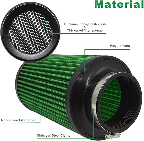 Miniatura 6 de 3 3.5 4 pulg. Filtro de admisión de aire frío 76mm 89mm 101mm Filtros de cono de rendimiento universal para coche deportivo de carreras 3 tamaños en