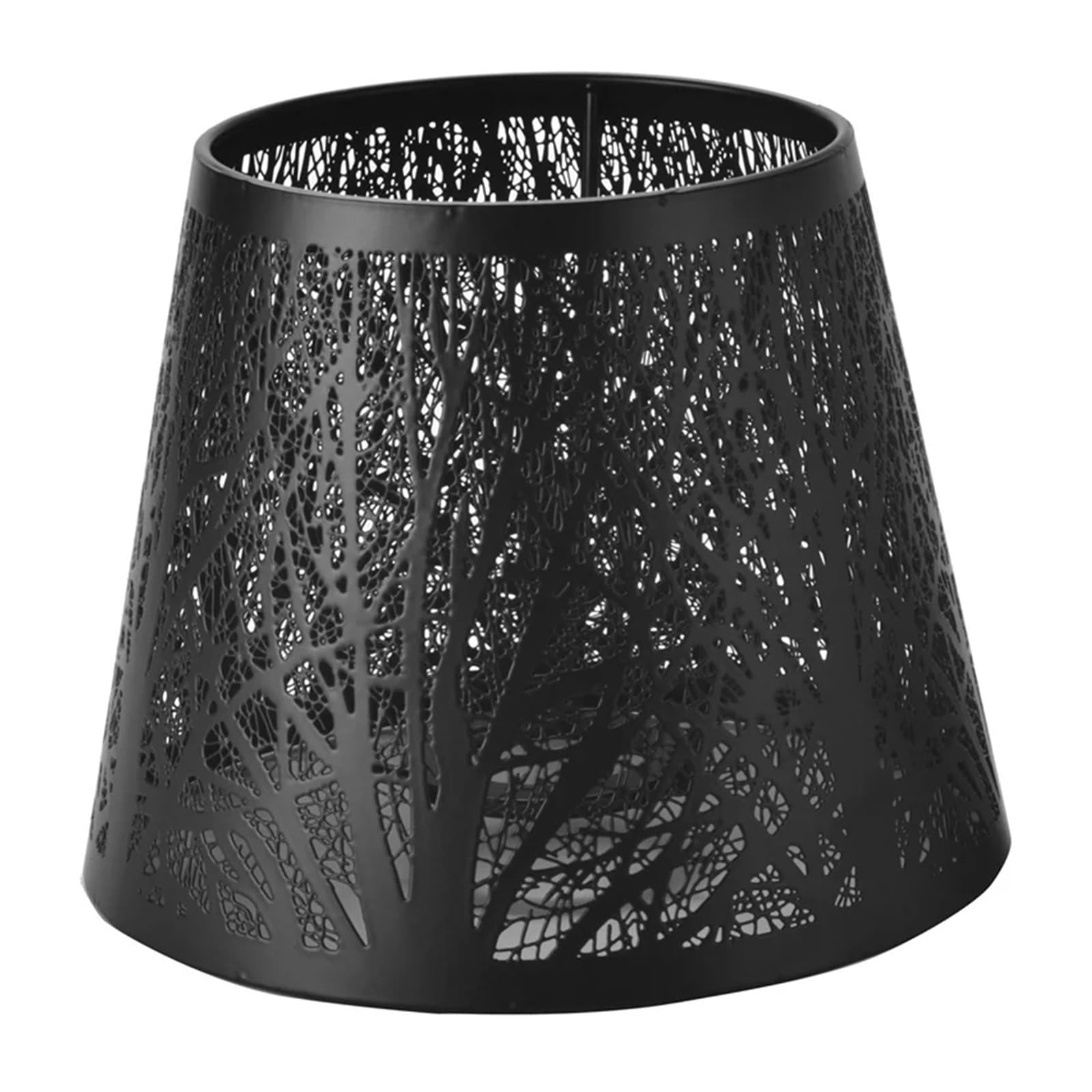 HKYBCF Lamp Shade Small Lamp Shade,Barrel Metal Lampshade with Pattern of Trees for Table Chandelier Wall Black for Bedroom