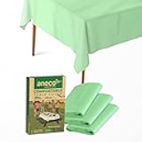 ANECO 100% Compostable Tablecloths for Rectangle Tables (54''x108'', 3 Count) - Green Disposable Rectangular Tablecloth - Anti-Plastic Table Cover for Outdoor, Party, Picnic, Wedding