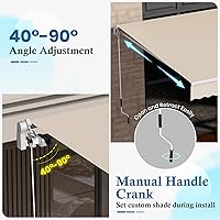 Vista 3 de Toldo de patio de 8.2 x 6.5 pies, toldo retráctil, cubierta parasol, refugio al aire libre, toldo con manivela y poliéster resistente al agua