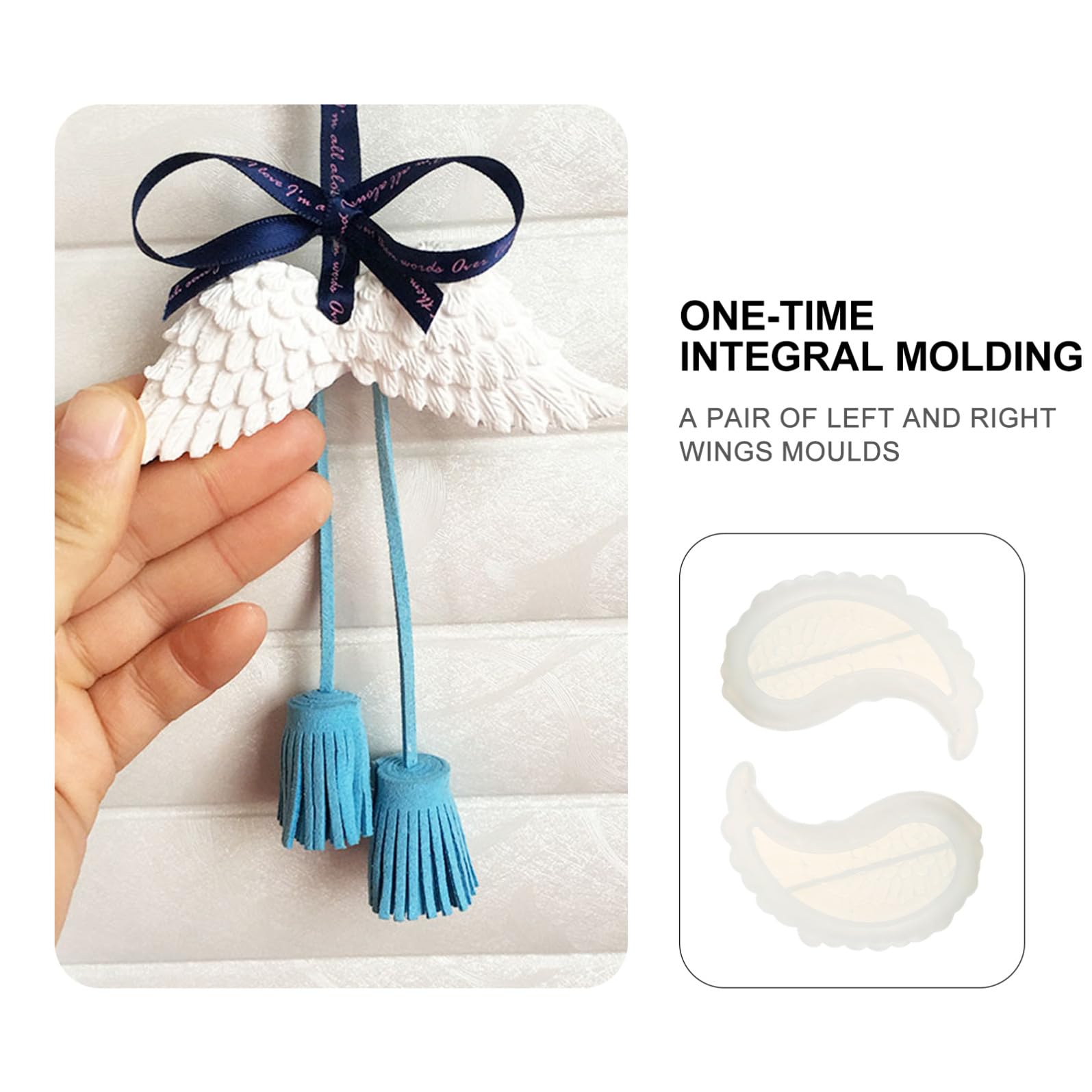 Angoily 3 Pares Molde de Silicona para Joyería con Diseño de Alas de Ángel para Creaciones Manualidades Diy