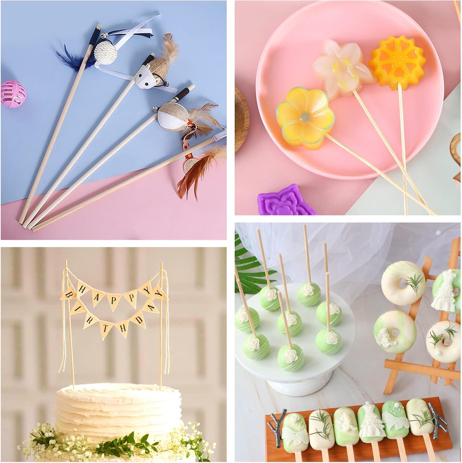 150 Pcs Wooden Dowel Rods - 1/8 x 12 Inch Wooden Sticks for Crafts Unfinished Cake Dowels Sticks for Flower Bouquet and DIYers