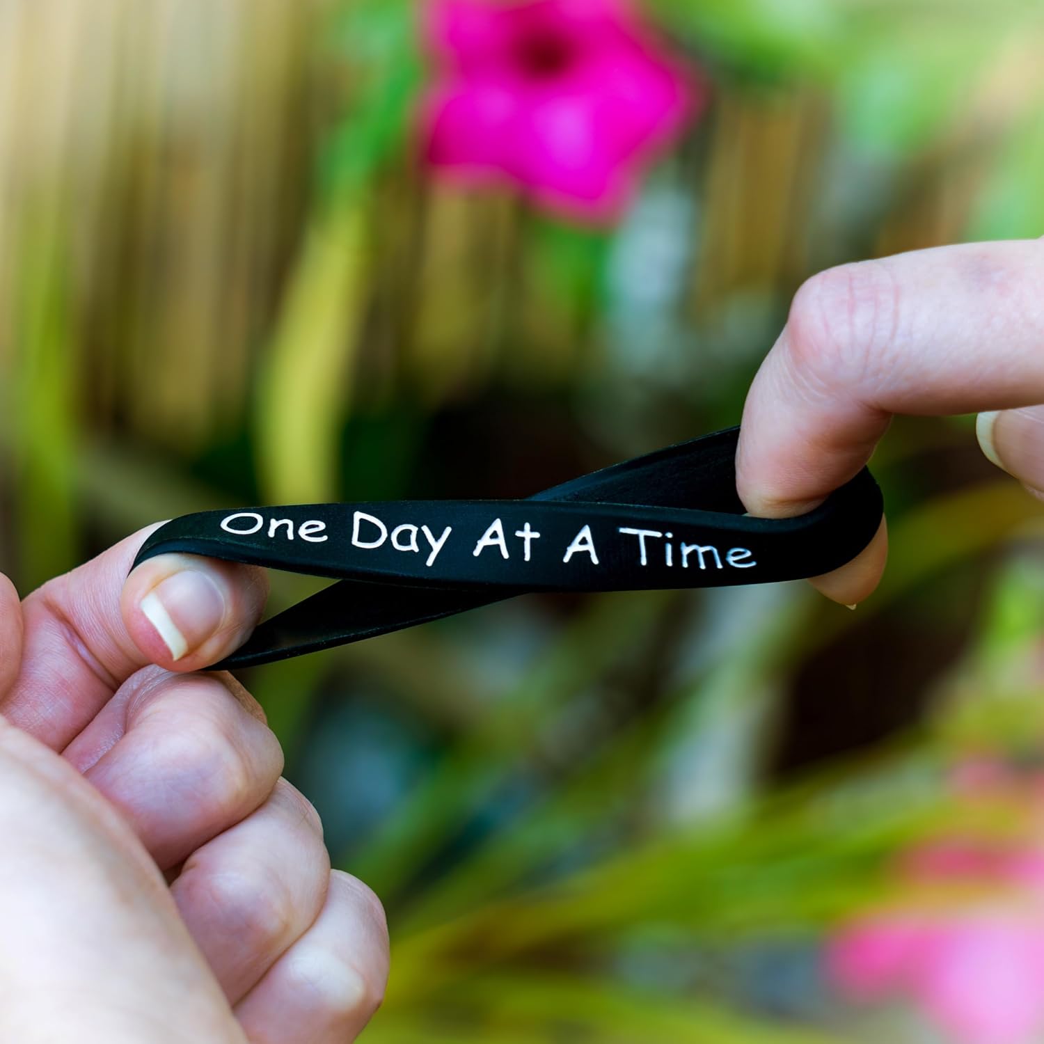 10 Pack One Day at a Time Silicone Sobriety Bracelet Sober Wristbands