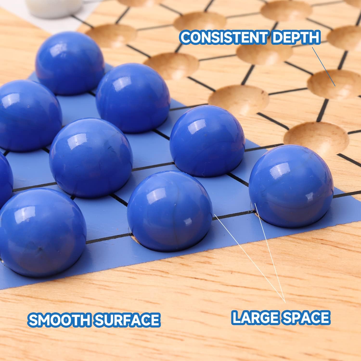 GSE Games & Sports Expert 15" Jumbo Oak Wood Chinese Checkers Board Game Set with Colorful Glass Marbles, Classic Strategy Family Board Game for Adults