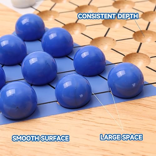 Miniatura 3 de GSE Games & Sports Expert Juego de mesa de damas chinas de madera de roble jumbo de 15 pulgadas con canicas de vidrio coloridas, juego de mesa