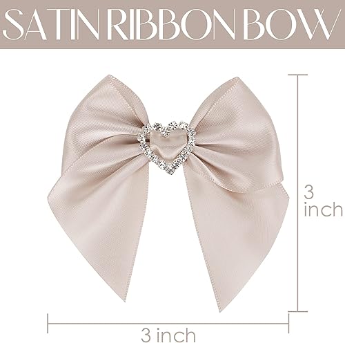 Miniatura 2 de AIMUDI Lazos de satén verde lima previamente atados con diamantes de imitación de 3 pulgadas con lazos de diamante corazón para envolver regalos,