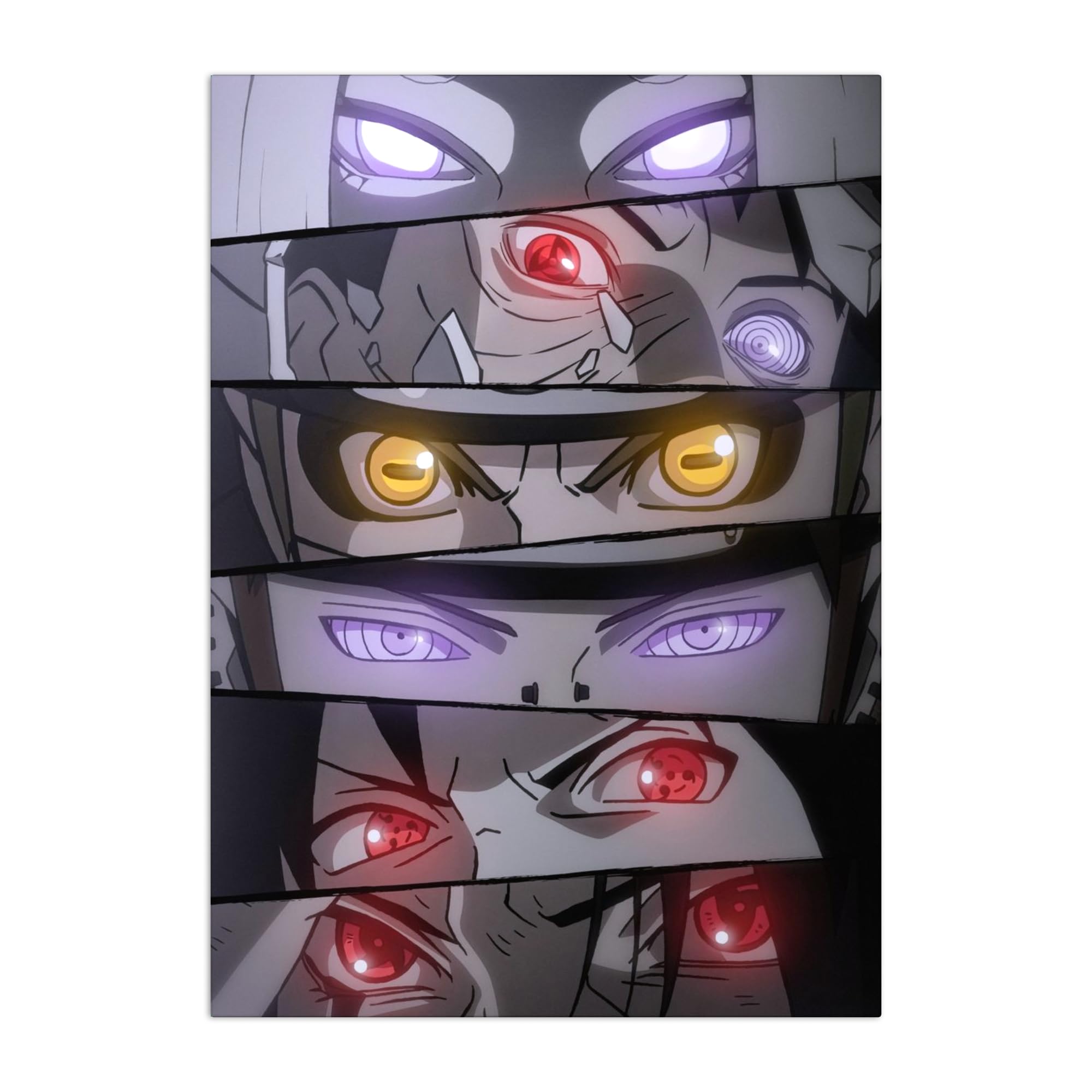 Displate Ufficiale Naruto Poster in Metallo con Fissaggio Magnetico Autorizzato Immagini Poster di Alta Qualità Naruto Shippuden - Poster Monocromatico Occhi 45 cm x 32 cm