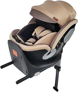 GU MODE チャイルドシート ジュニアシート 新生児~12歳頃(身長40-150cm)(0-36kg)360°回転式 ISOFIX対応 R129適合 サポートレッグ付き シートベルト固定 ロングユース 取付簡単 5年保証 コットンタイプ (ブラウン・ブラック, フレックスシェード付き)