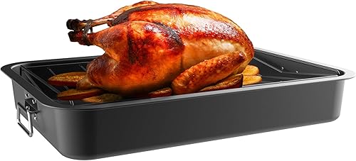 Miniatura 7 de Sartén para asar con estante en ángulo, asador antiadherente para horno y bandeja extraíble, drena grasa y grasa para una cocina más saludable.