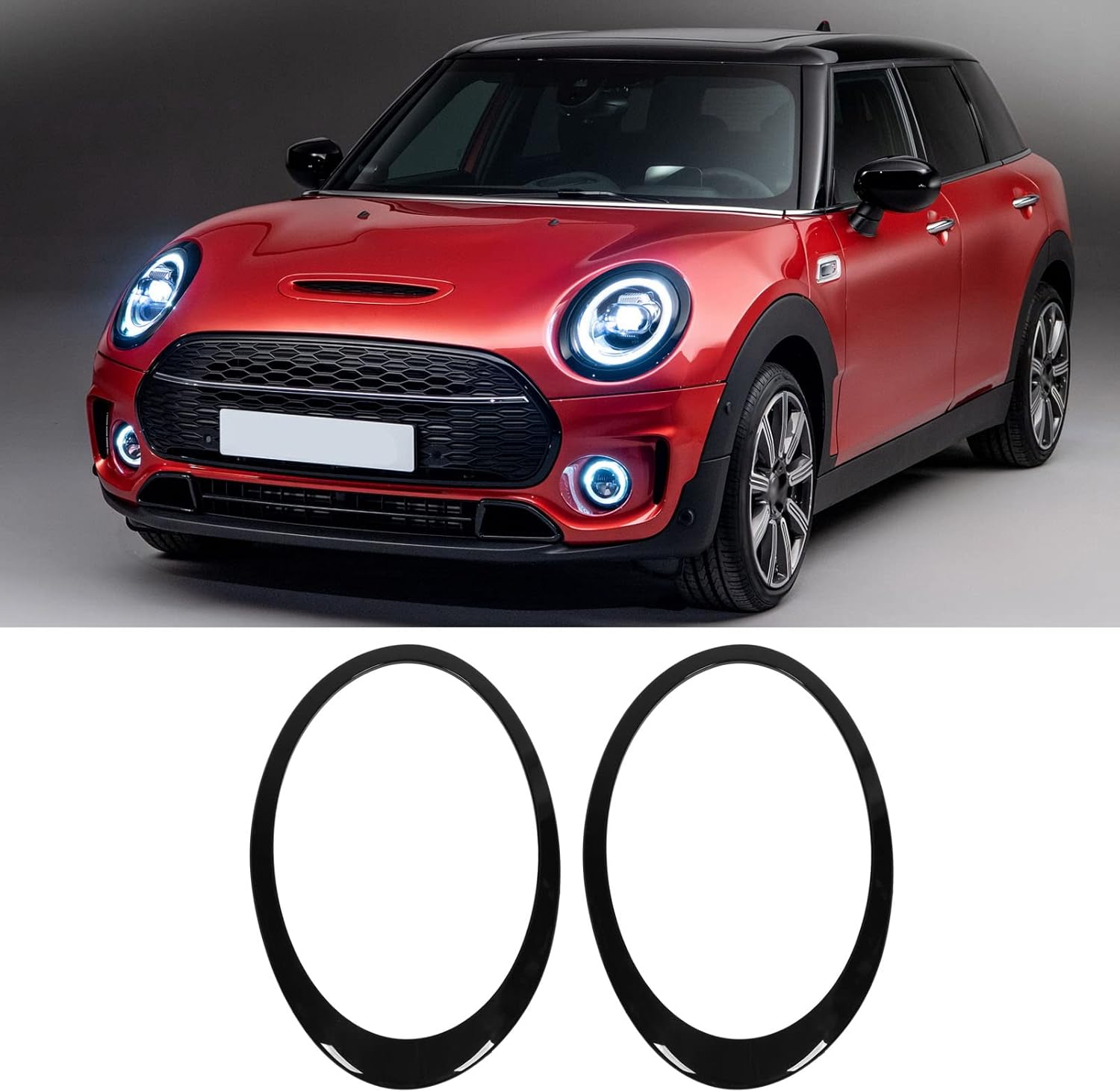 Headlight Trim, Extra 51137351372 Left and Right Side for Clubman F54 2014-2019 (Glossy Black)