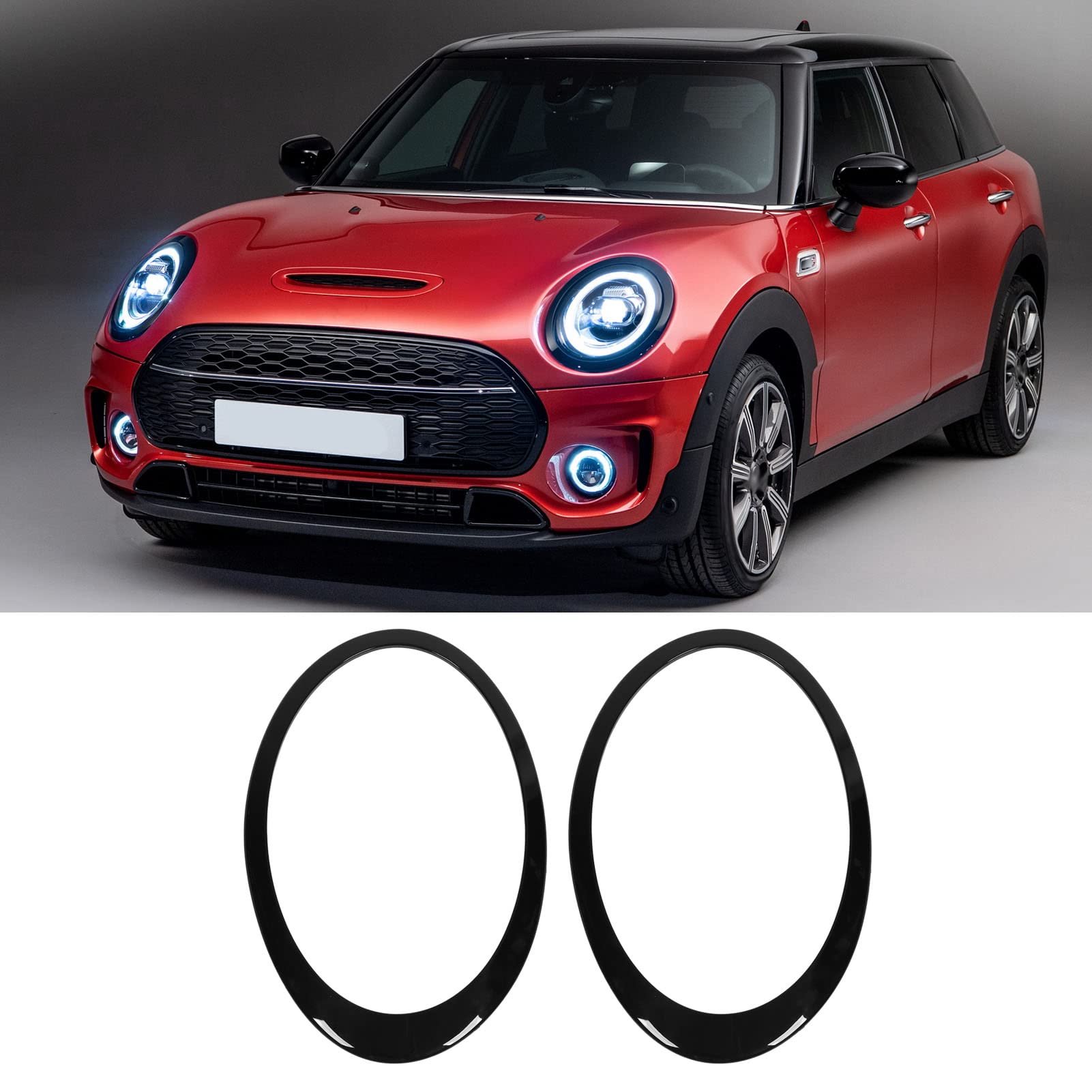 Pierścień Wykończeniowy Reflektora Bezel Clubman F54 2014-2019 Lewy Prawy Reflektor Dekoracyjna Pokrywa Wymiana OEM 51137351371 51137351372 ABS PP (Błyszcząca czerń)