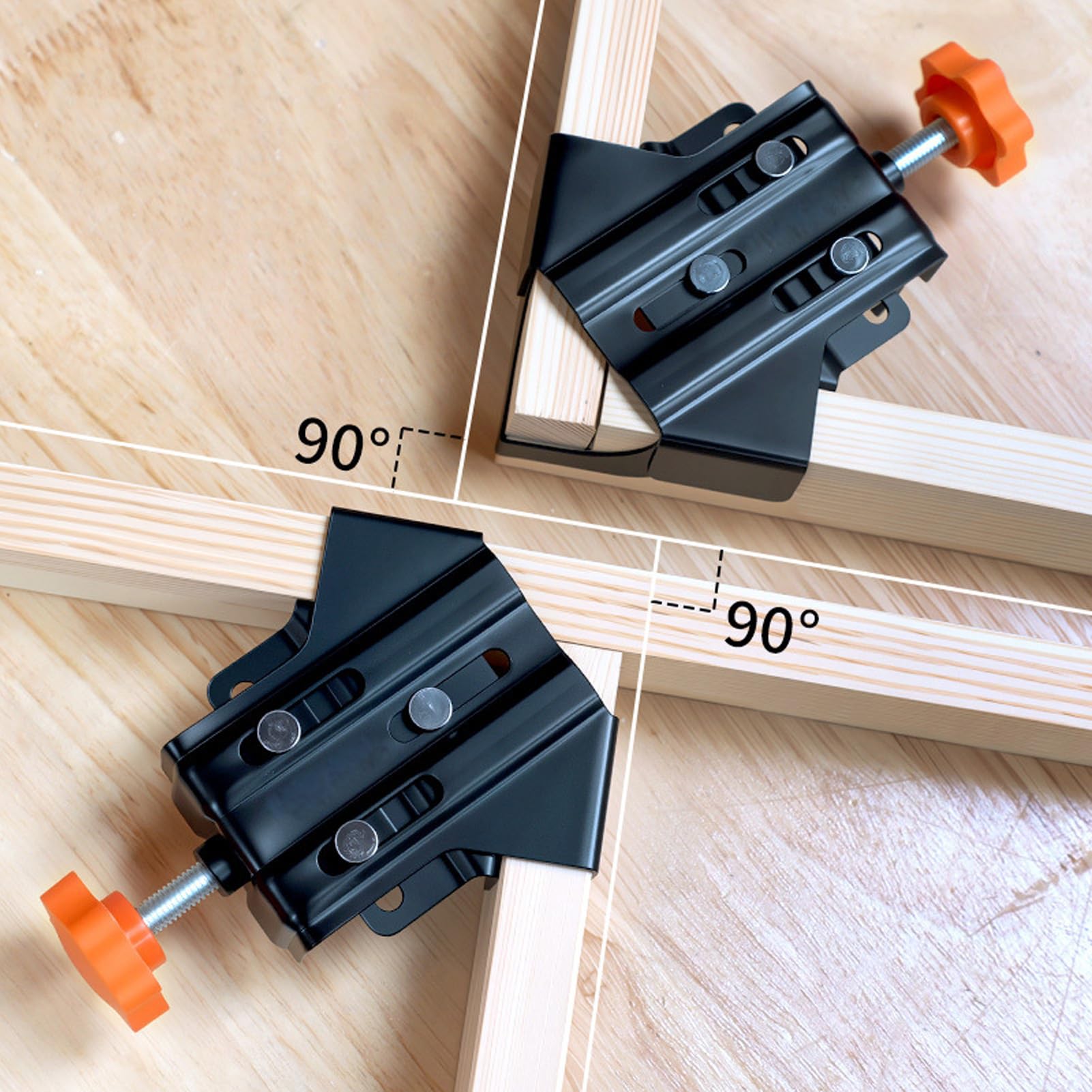 Generic Abrazadera Profesional de ángulo Recto de 90 Grados, Clamp/Holder de Esquina de Carpintería de Acero Inoxidable Duradero para Trabajadores de la Madera, 4 Uds.