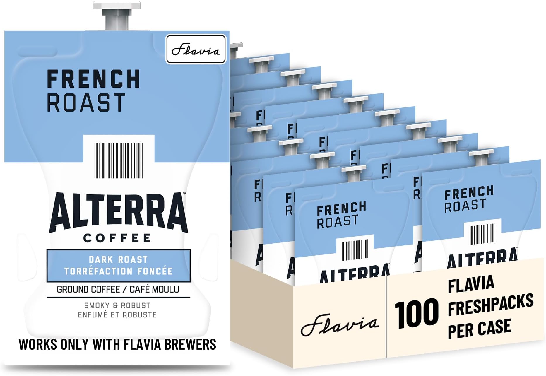 Flavia Alterra French Roast Coffee Freshpacks works only with Flavia Brewers, Dark Roast (Case of 100)