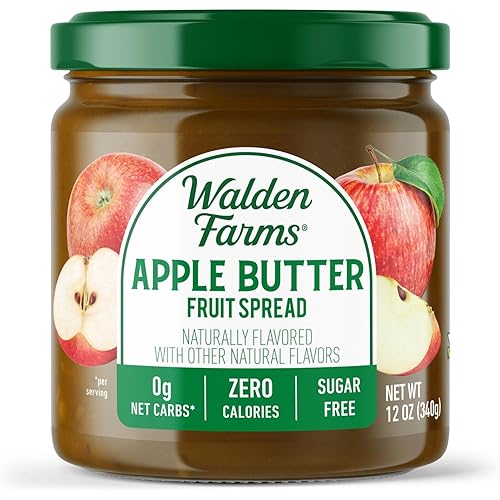 Walden Farms Apple Butter Fruit Spread – Zero Calorie, Low Carb, Keto-Friendly, Vegan, Sugar-Free, Spiced Apple Butter Flavor – 12 oz Bottle