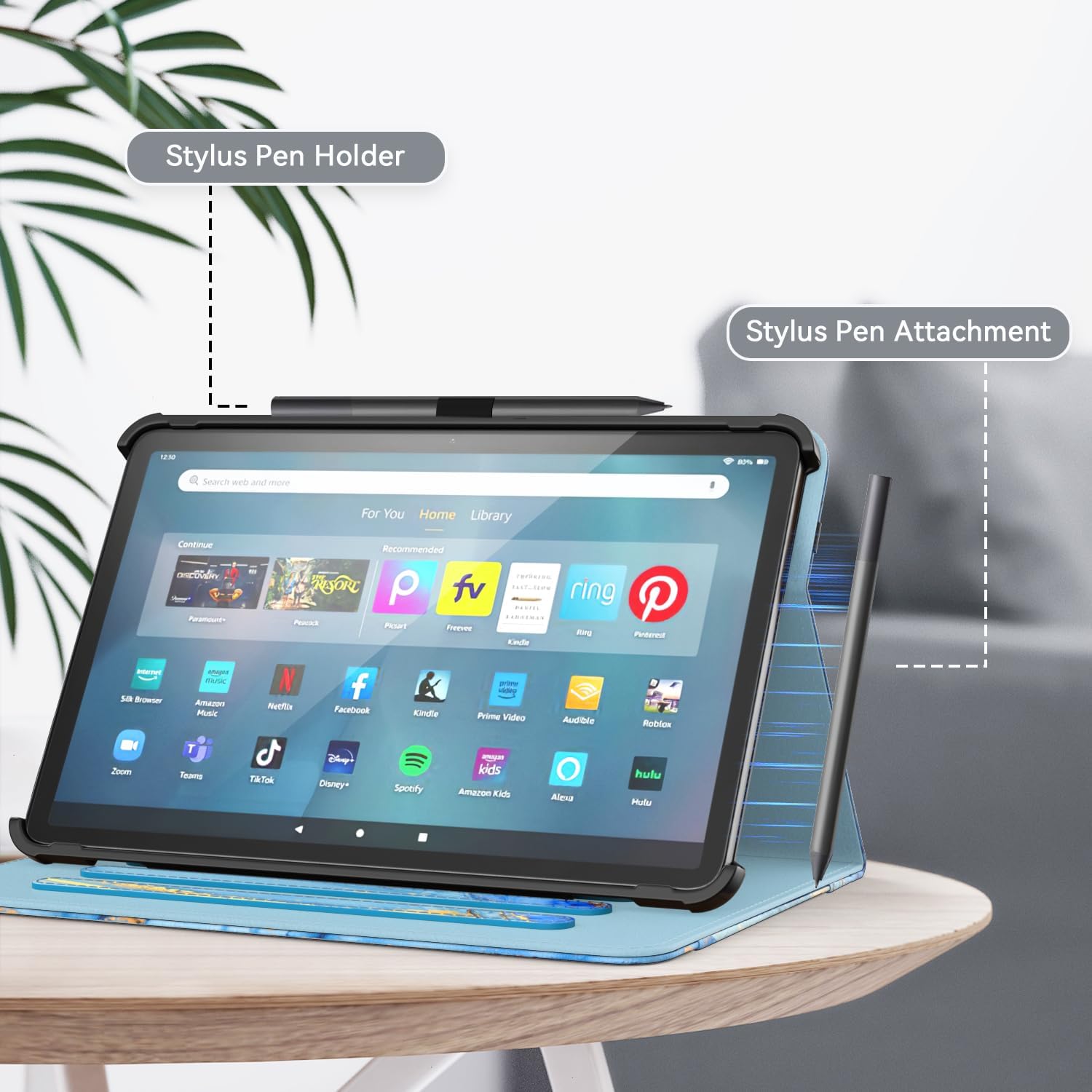OKP for Amazon Tablet 11 Case (13th Generation, 2023 Release), [Multi-Angle] Stand Cover with Pocket Auto Wake/Sleep, PU Leather Case for Amazon Tablet 11 (Marble Blue)