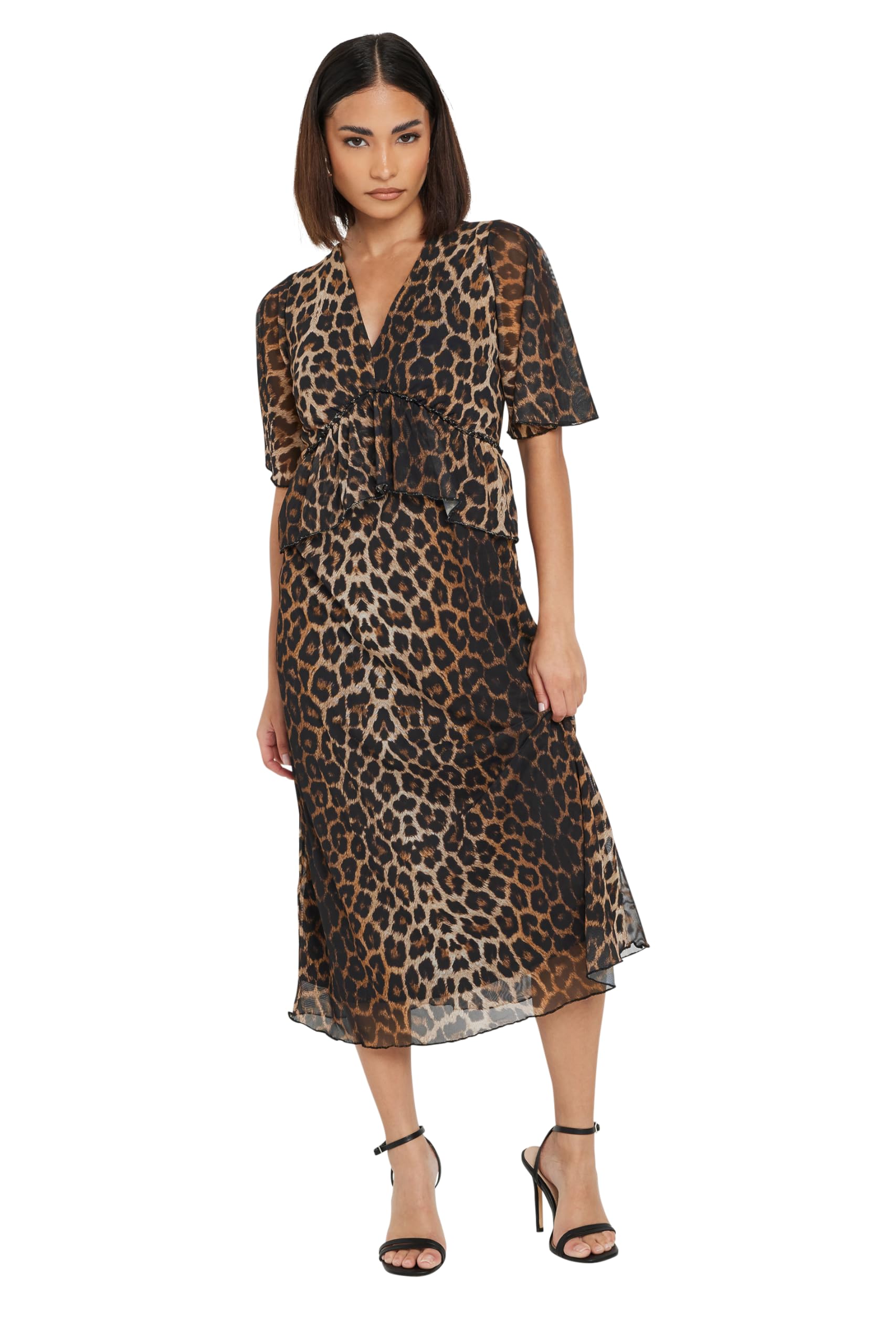 PixieGirl Women's Petite Leopard Smock Dress in Brown | Size: 12