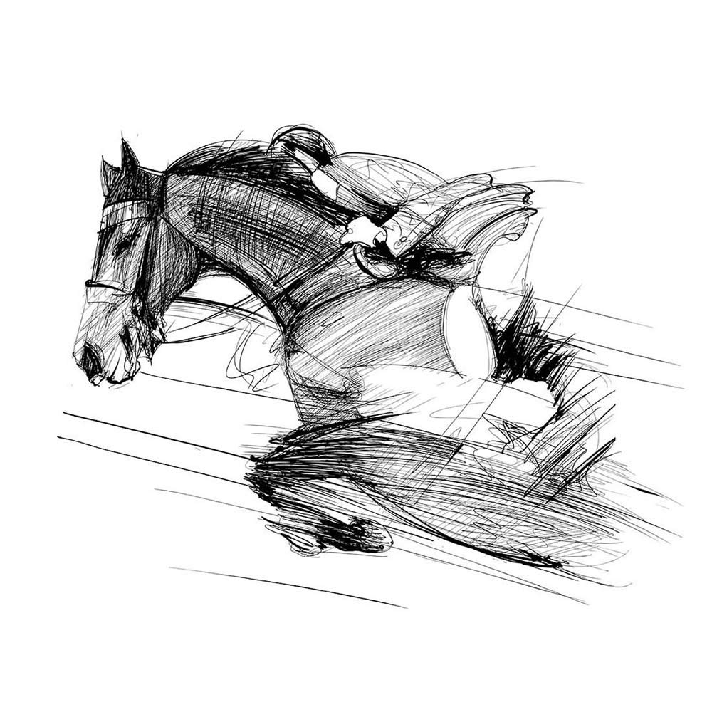 Wee Blue Coo Racing Horse And Jockey Art Print Poster Wall Decor 12X16 Inch