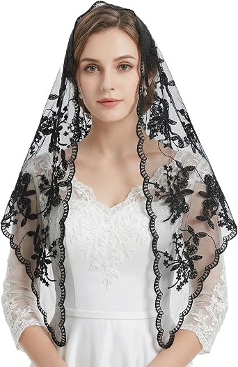 Lystaii Triangle Lace Mantilla Veil Catholic Chapel Head Covering Scarf