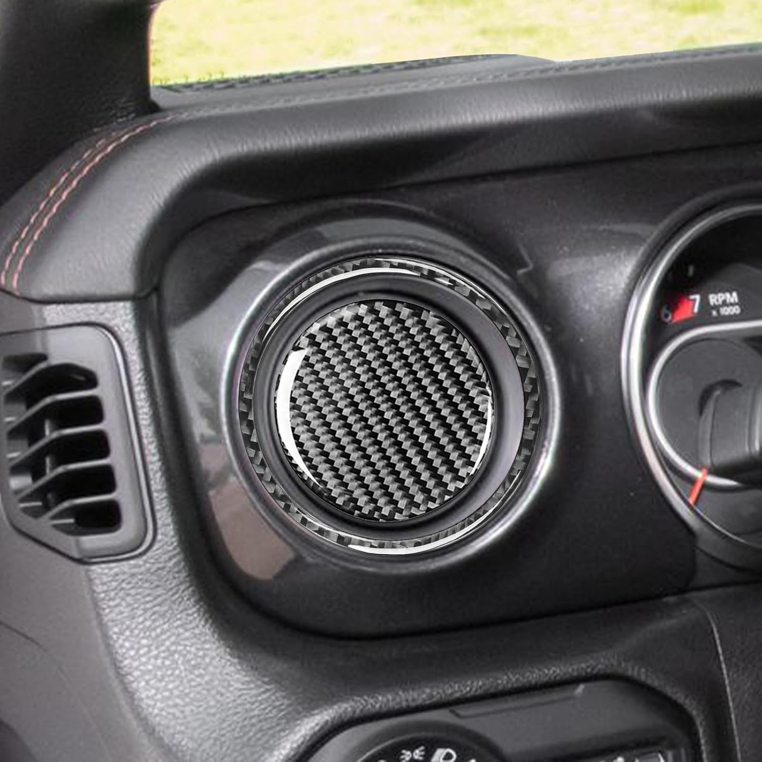 NVCNX Real Carbon Fiber Compatible with Jeep Wrangler JL Wrangler Unlimited JLU Gladiator JT Sport Rubicon Sahara 2018 2019 2020 2021 2022 2023 2024 Car Dash Air Vent Cover Trim Interior Accessories