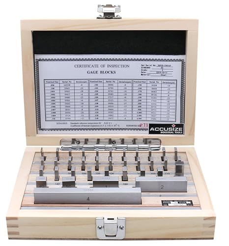 Accusize Steel Gage Block Set, ASME B89.1.9-2002, Grade AS-2, 36 Pc