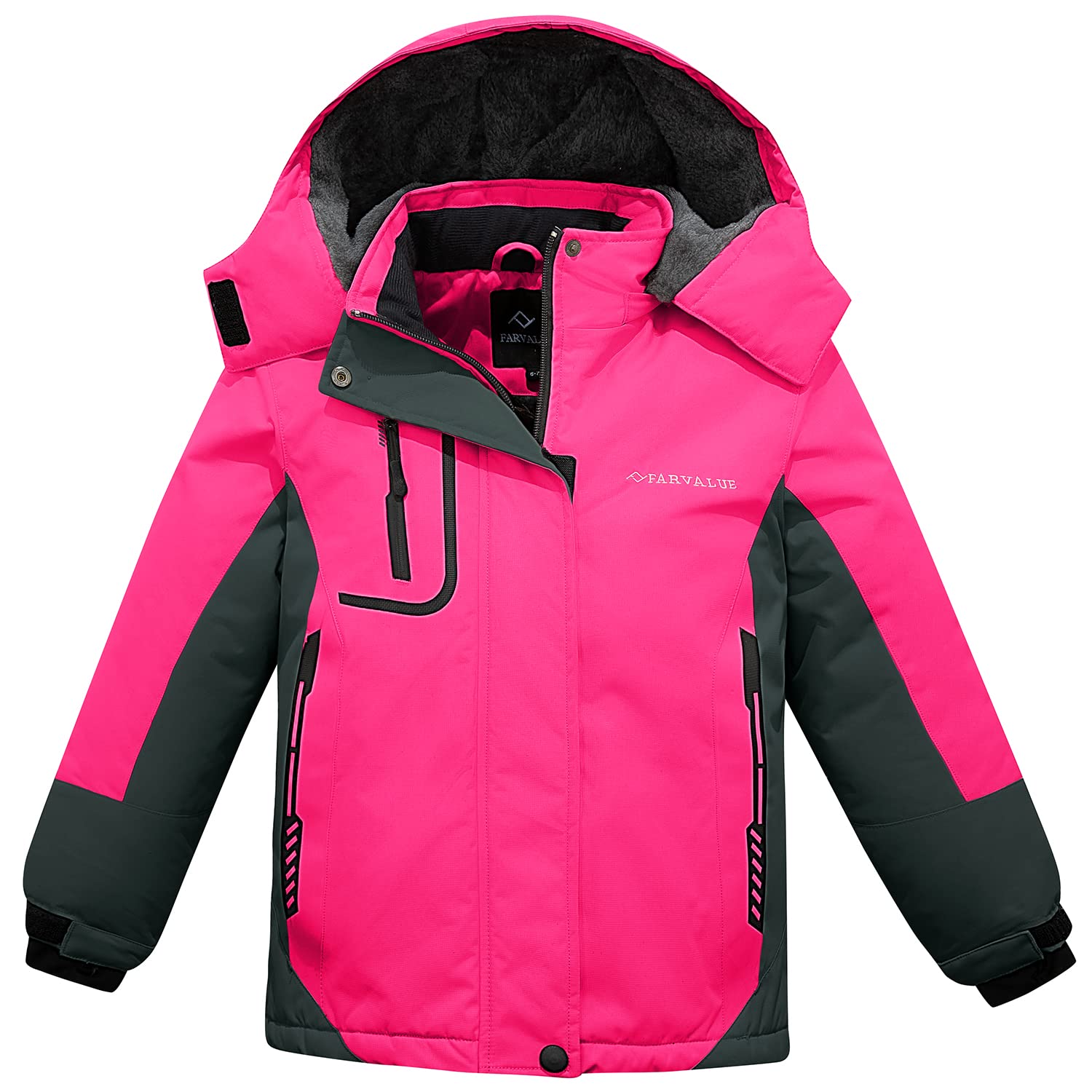 FARVALUE Girls Waterproof Skiing Jacket Windproof Winter Coat Warm Snow Coat Outdoor Raincoats with Removable Hood Rose Red 8 - Review, Price and Buying Guide