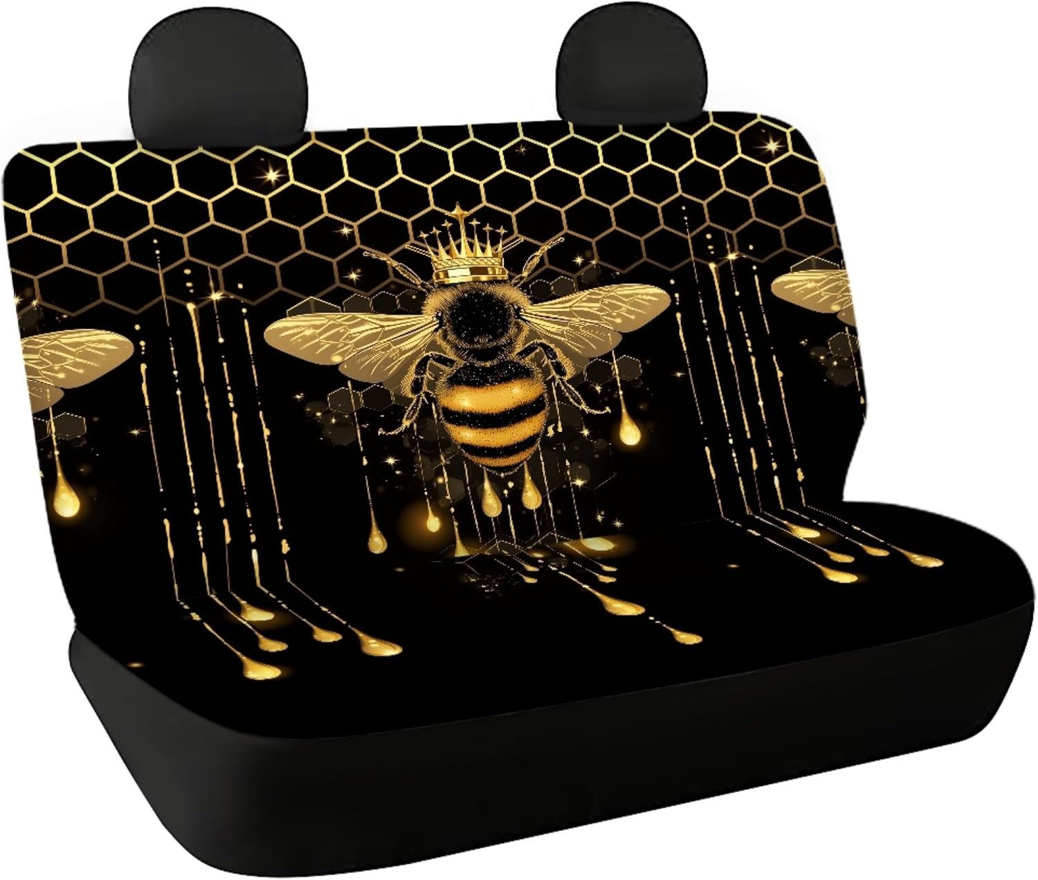 Bee Queen Car Seat Cover for Bench Seat, Fashion Waterproof Back Seat Cover Protector Universal Fit Cars,Trucks,SUV,Sedan