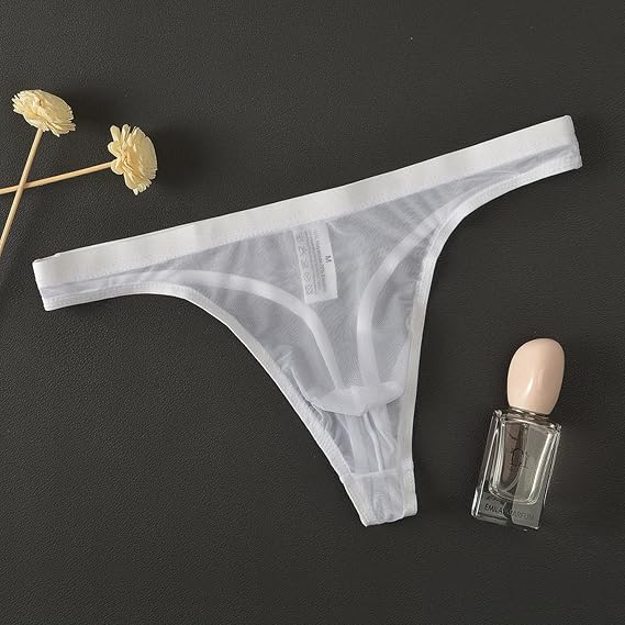 Faringoto Men's Mesh Sheer Low Rise Briefs U Raised Thong