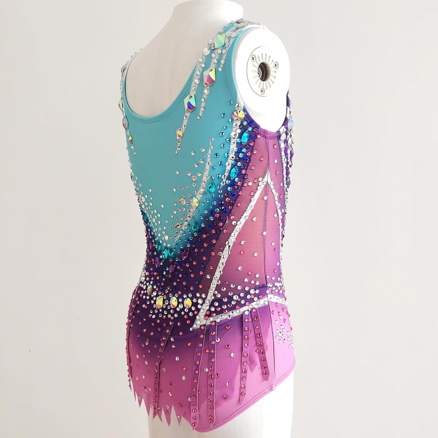Girls Rhythmic Gymnastics Leotards Purple Sleeveless Dance Leotard for Girls Sparkly Practice and Performance Wear