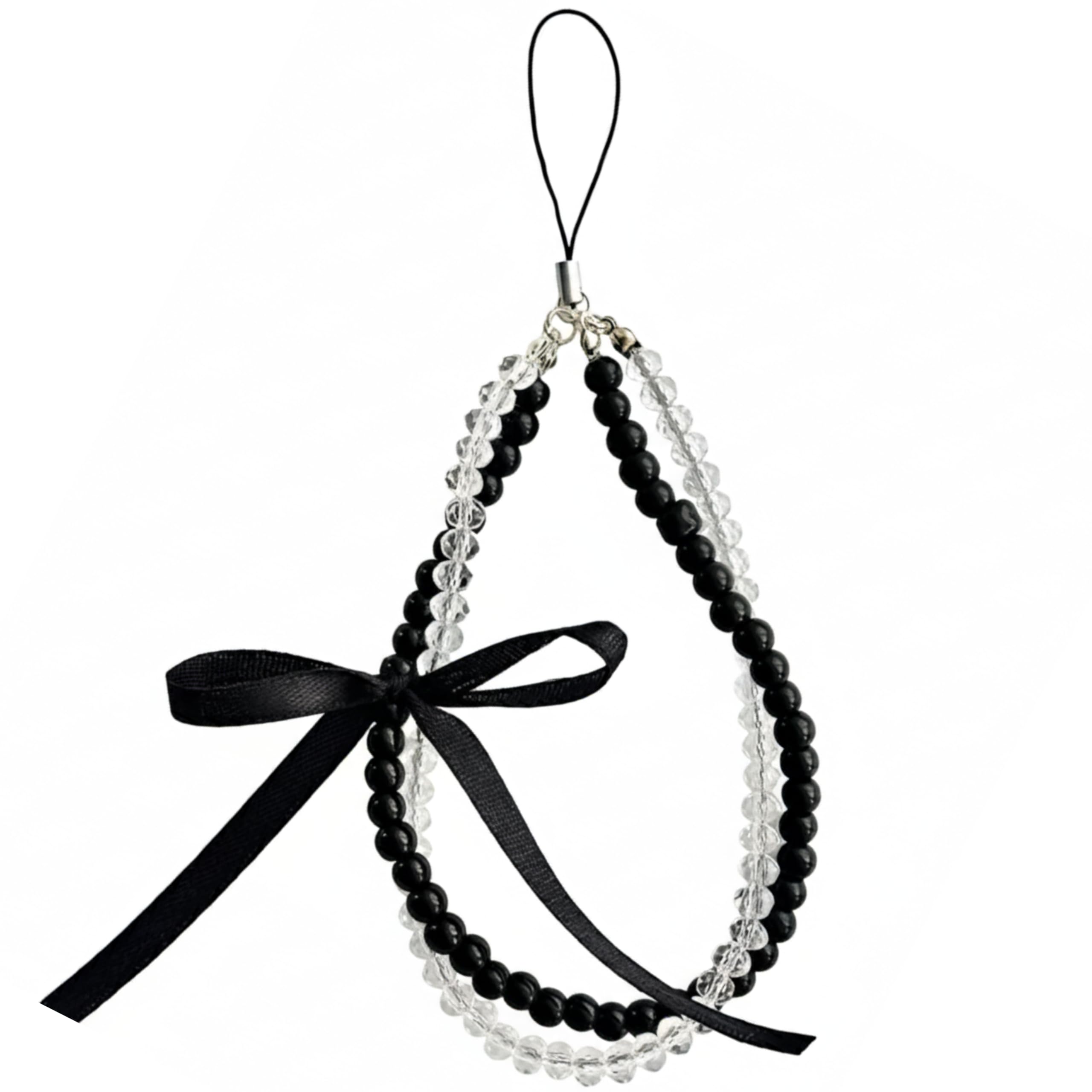 SNOWY SHOP Double Layer Black Bow Phone Charm Hand Strap, Keychain & Trinket | Stylish Mobile Accessory for Girls & Women-image-45