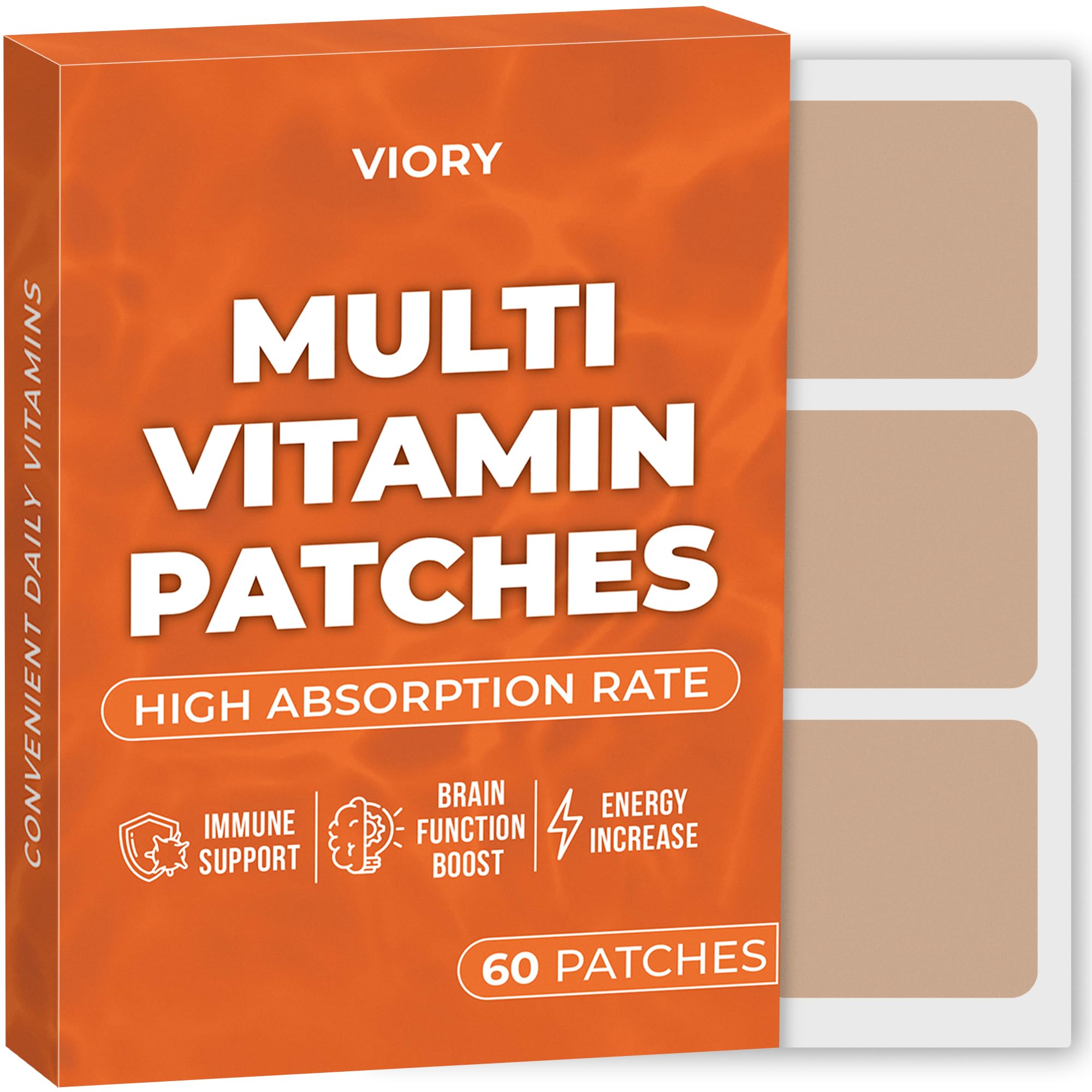 VIORY Multi Patches (Pack of 60) - 100% Natural Patch for Women and Men - With Biotin & Iron - Energy, Focus & Body Support - Enhanced Formula