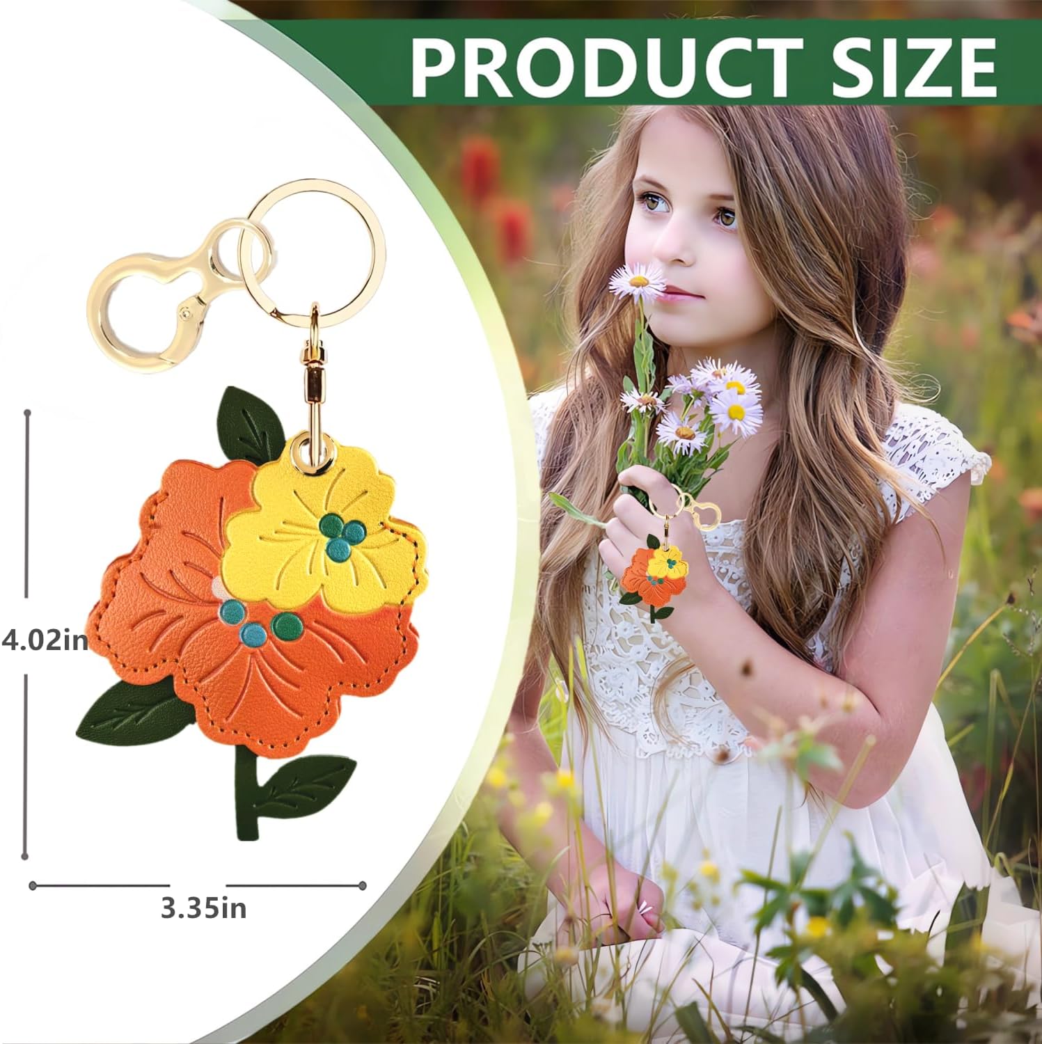 BORKUANA PU Leather Keychain holder Protective Case Compatible with AirTag image 2