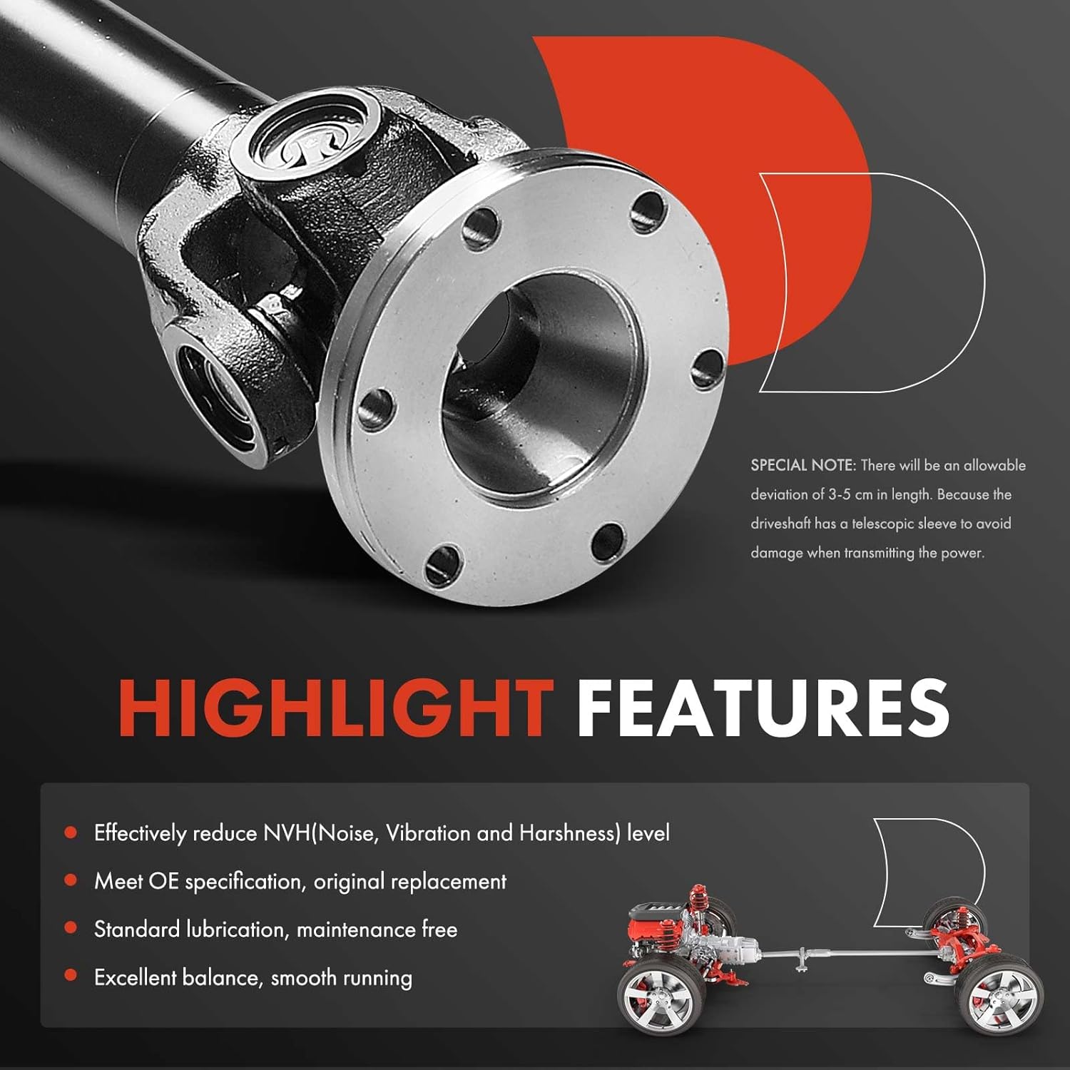 A-Premium Front Complete Drive Shaft Prop Shaft Driveshaft Assembly Compatible with Jeep Grand Cherokee 1995-1996, 4WD, with 249 Transfer Case