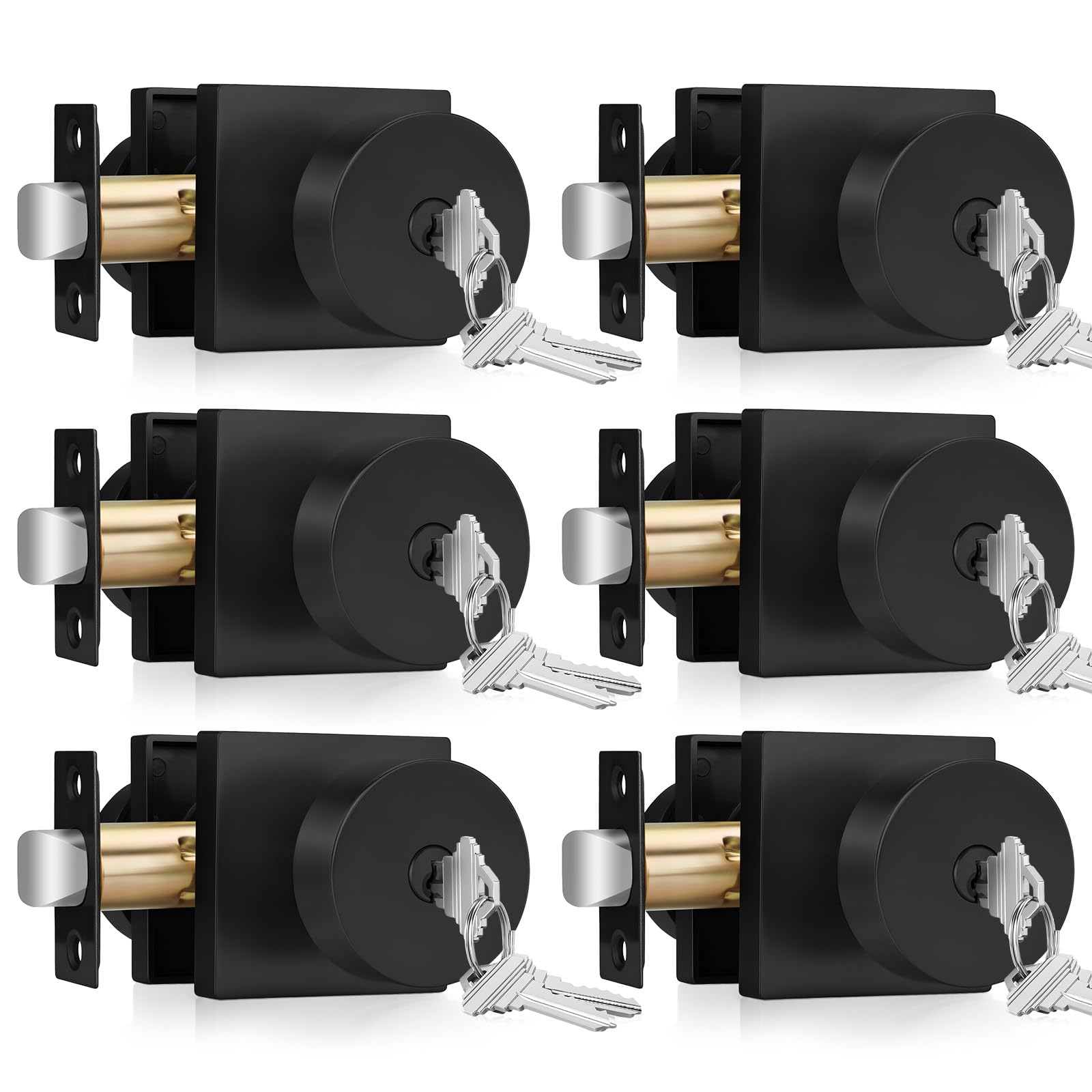 Brushed Gold Door Knobs - 6 Pack Privacy Knobs -20 Brushed Gold Door Knobs - 6 Pack Privacy Knobs -20