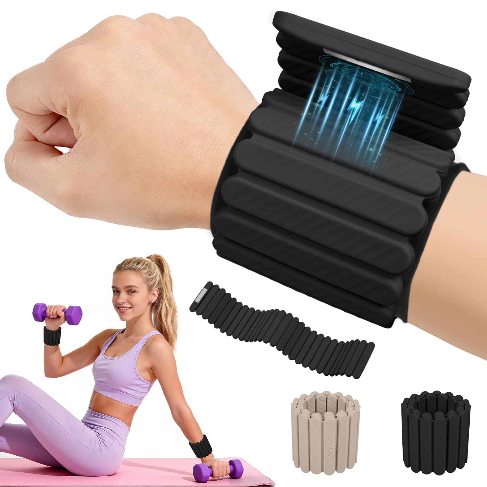 Abahub Pesi Magnetici Regolabili con Pesi 1kg Set da 2 per Polsi Caviglie | Polsiere per Palestra Domestica,Fasce con Pesi per Braccia e Gambe，Ankle Weights, Adatto per Yoga,Pilates, Jogging