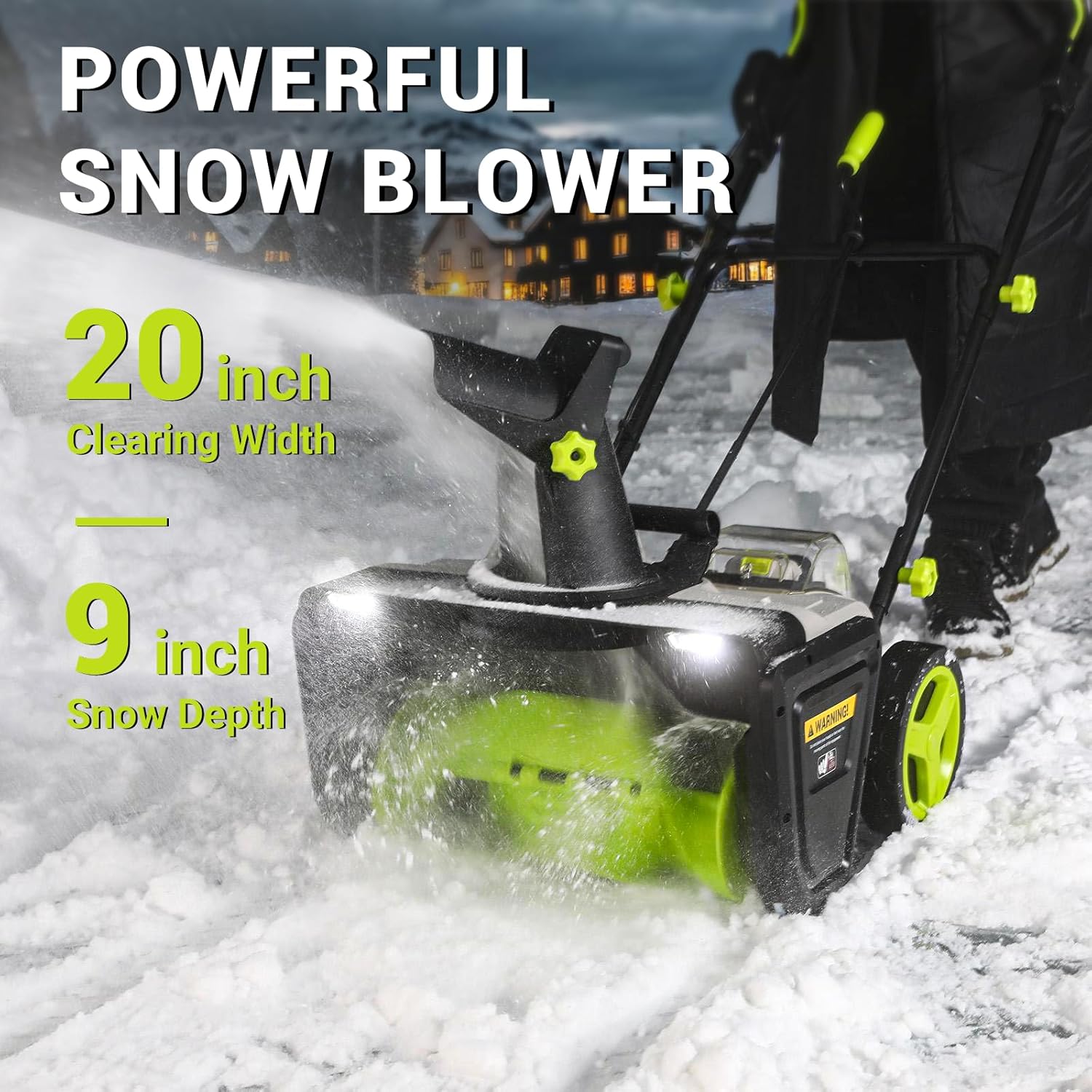 Cordless Snow Blower: DEKOPRO 40V|20-Inch Cordless Snow Thrower, Electric Snow Removal with Adjustable Chute, LED Light, Electric Snow Blower with 25ft Throw Distance