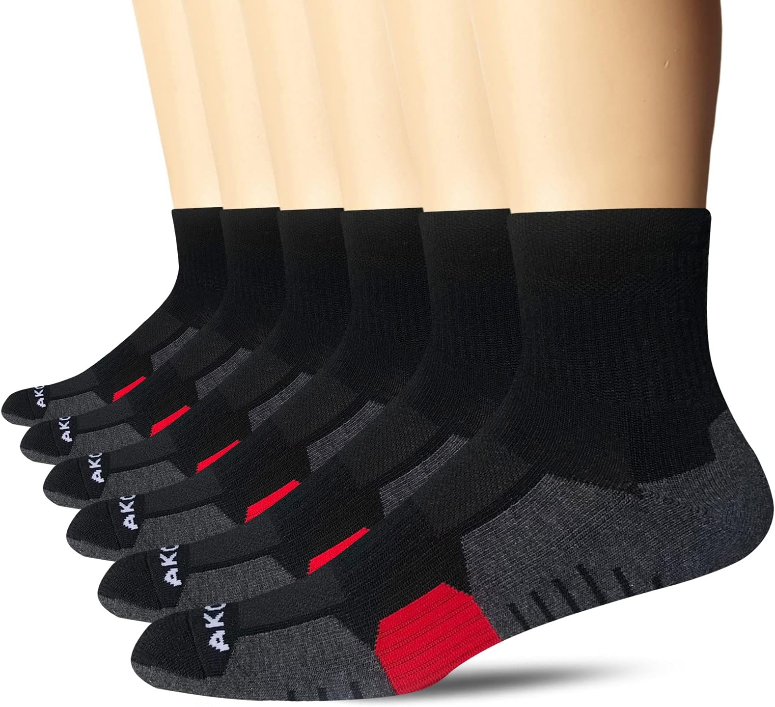 Men's Athletic Cushion Running Quarter Socks (6 Pairs)