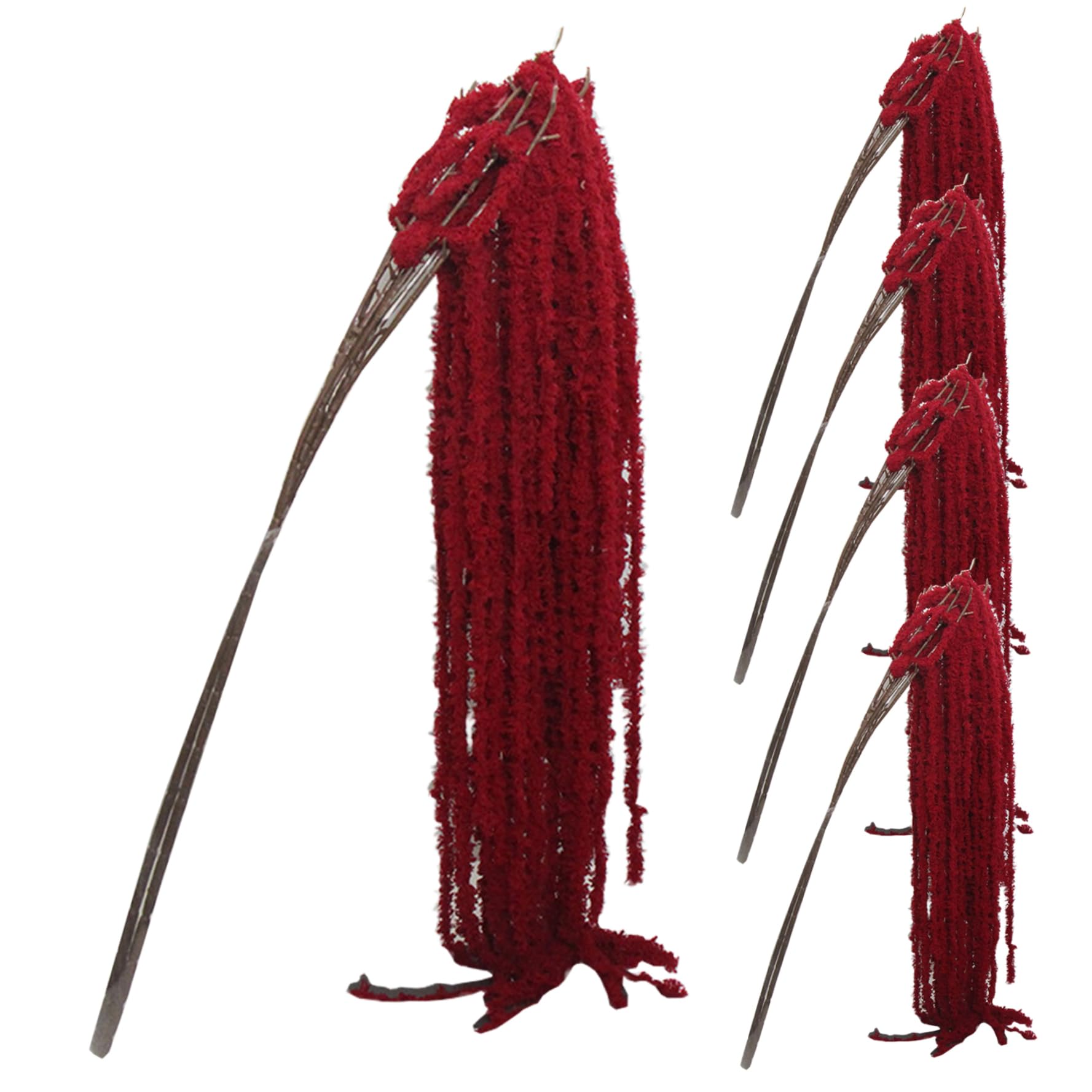 Cakeeyum Red 10Pcs Dried Amaranthus Hanging Flowers Real Preserved Amaranthus Hanging Wedding Flowers - 51" Flower Bleached White Dried For Wedding Arch, Wisteria