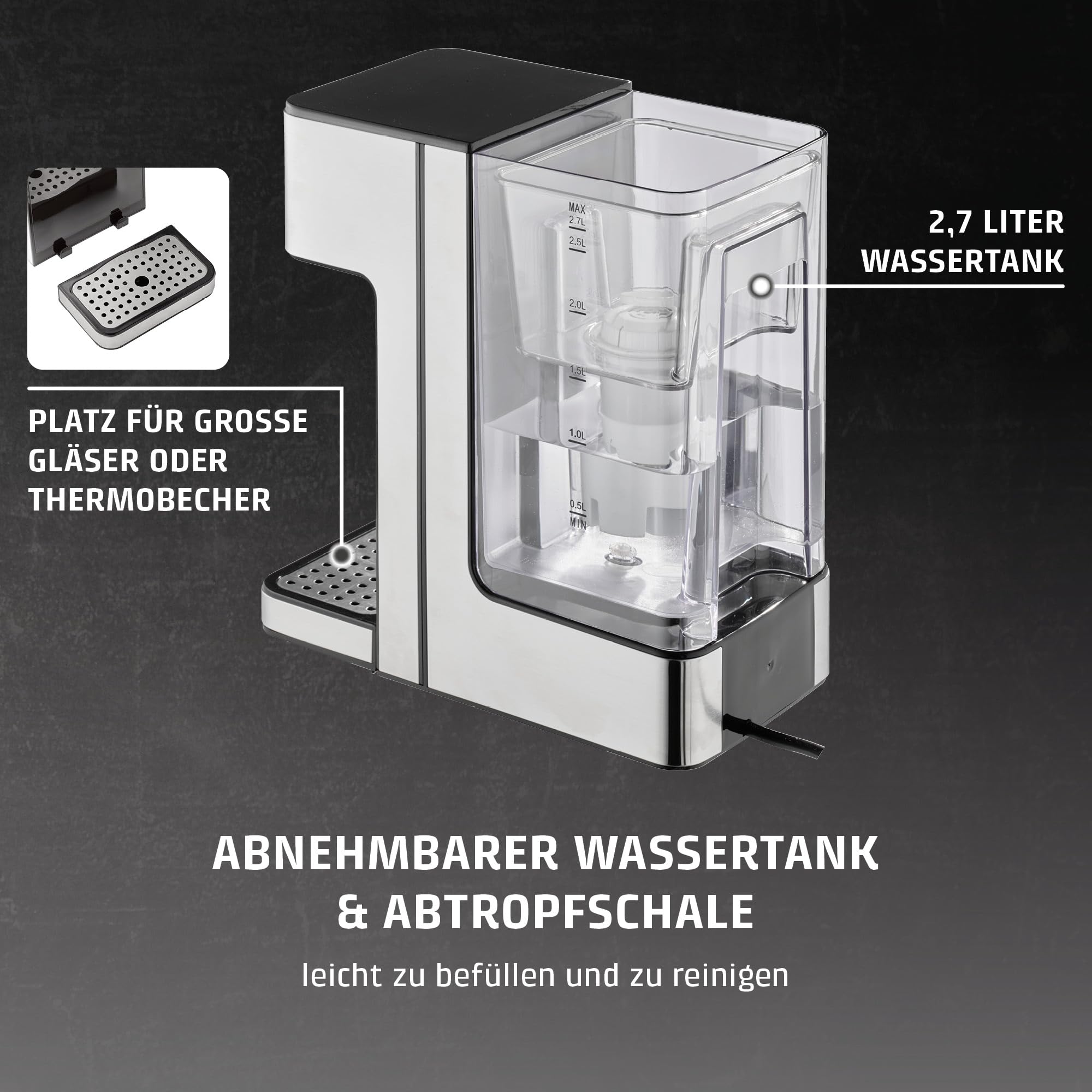 CASO HW 600 - Heißwasserspender - Testurteil: sehr gut - heißes Wasser in Sekunden, spart bis zu 50% Energie gegenüber einem Wasserkocher, für Babynahrung geeignet