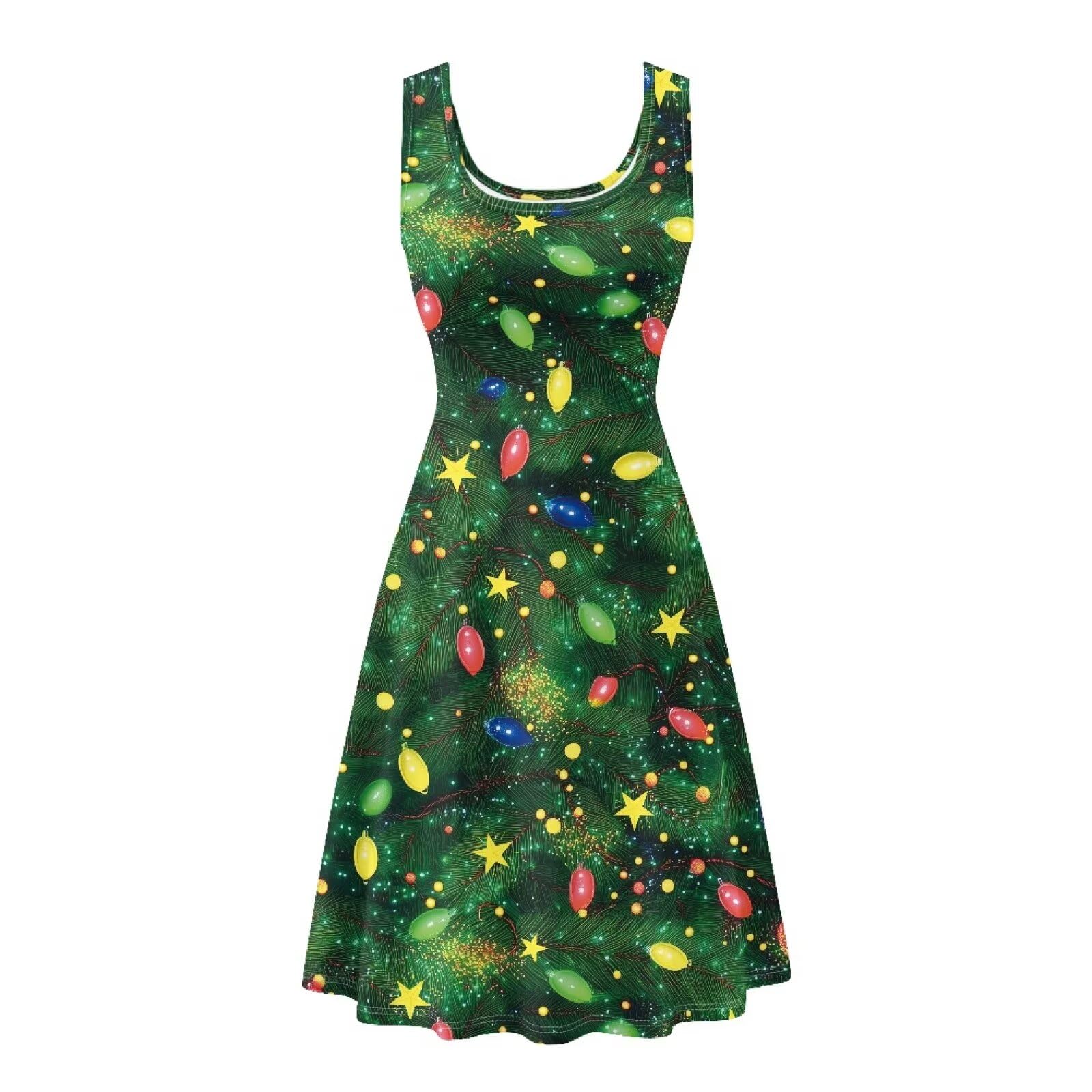 Dreaweet Casual Sleeveless Dresses for Women Girls, Round Neck Tank Dresses with Pockets Summer Sundress Size XS-4XL