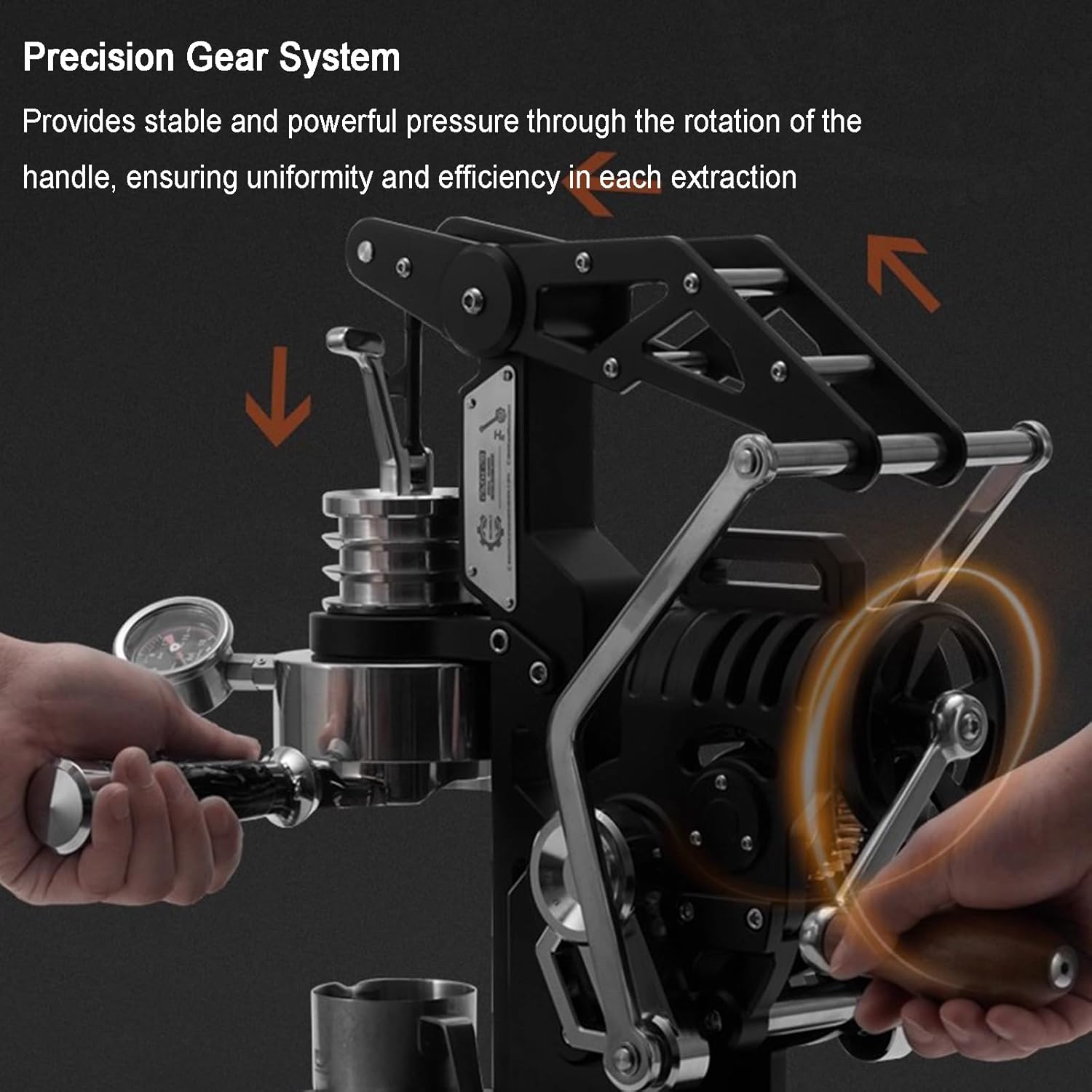 Manual Coffee Maker Set, Mechanical Hand-Cranked 18 Bar Coffee Machine, With Pressure Gauge, For 58mm Portafilter, Ideal For Commercial And Home Use
