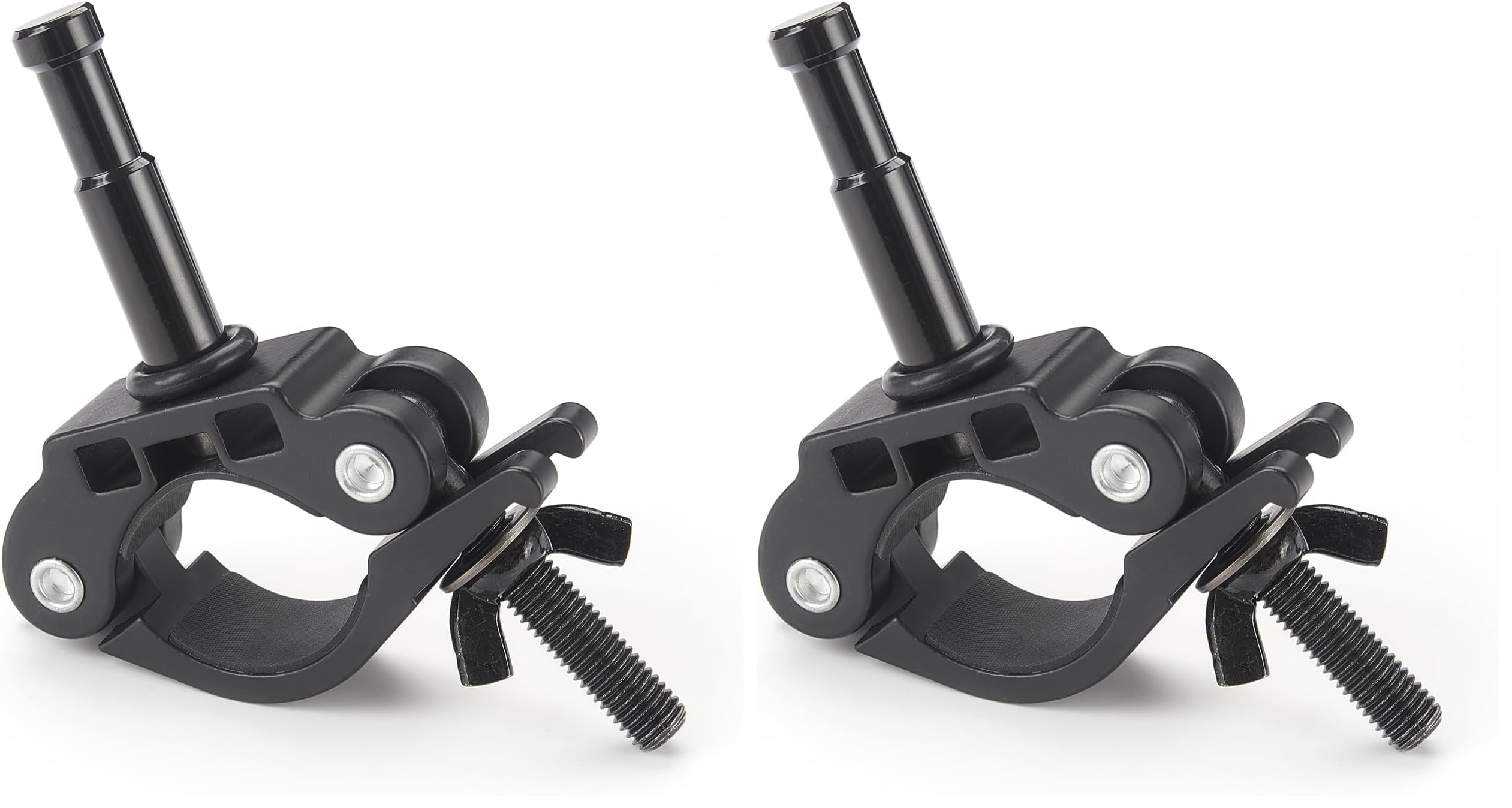 PHOCUS Half Coupler Clamp with 5/8" Baby Pin, Heavy Duty Truss Clamp on Round Tube for Supporting Photography Video Light Studio LED Ring Light (Clamp Range: 40-50mm) (Pack of 2)