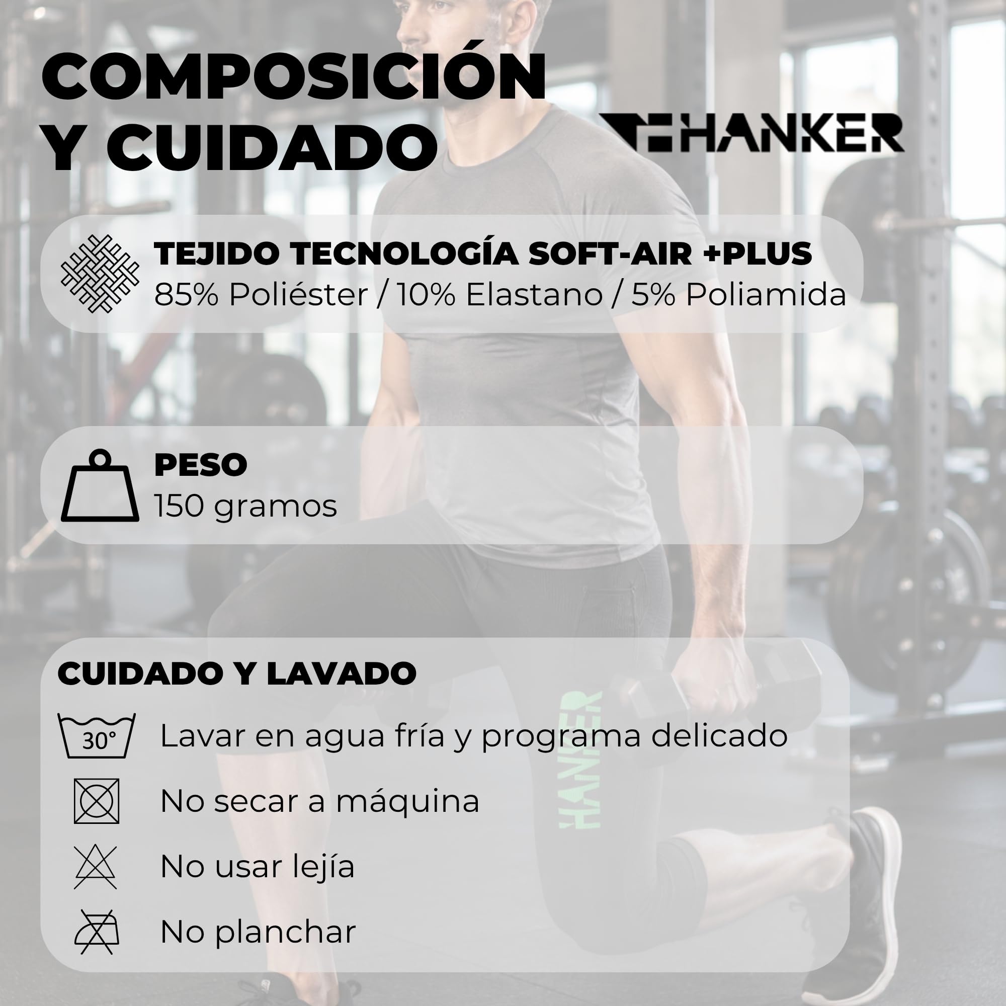 HANKER Mallas de Compresión para Hombre Pirata 3/4 Running Trail y Fitness con Bolsillos Grandes y Costuras Planas