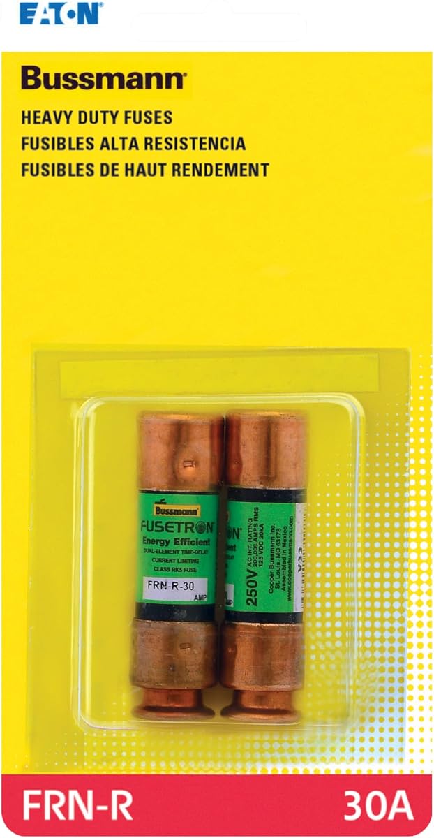Bussmann FRN-R-30 Amp Brass 250-Volt Fusetron Dual Element Time-Delay RK5 Cartridge Fuse